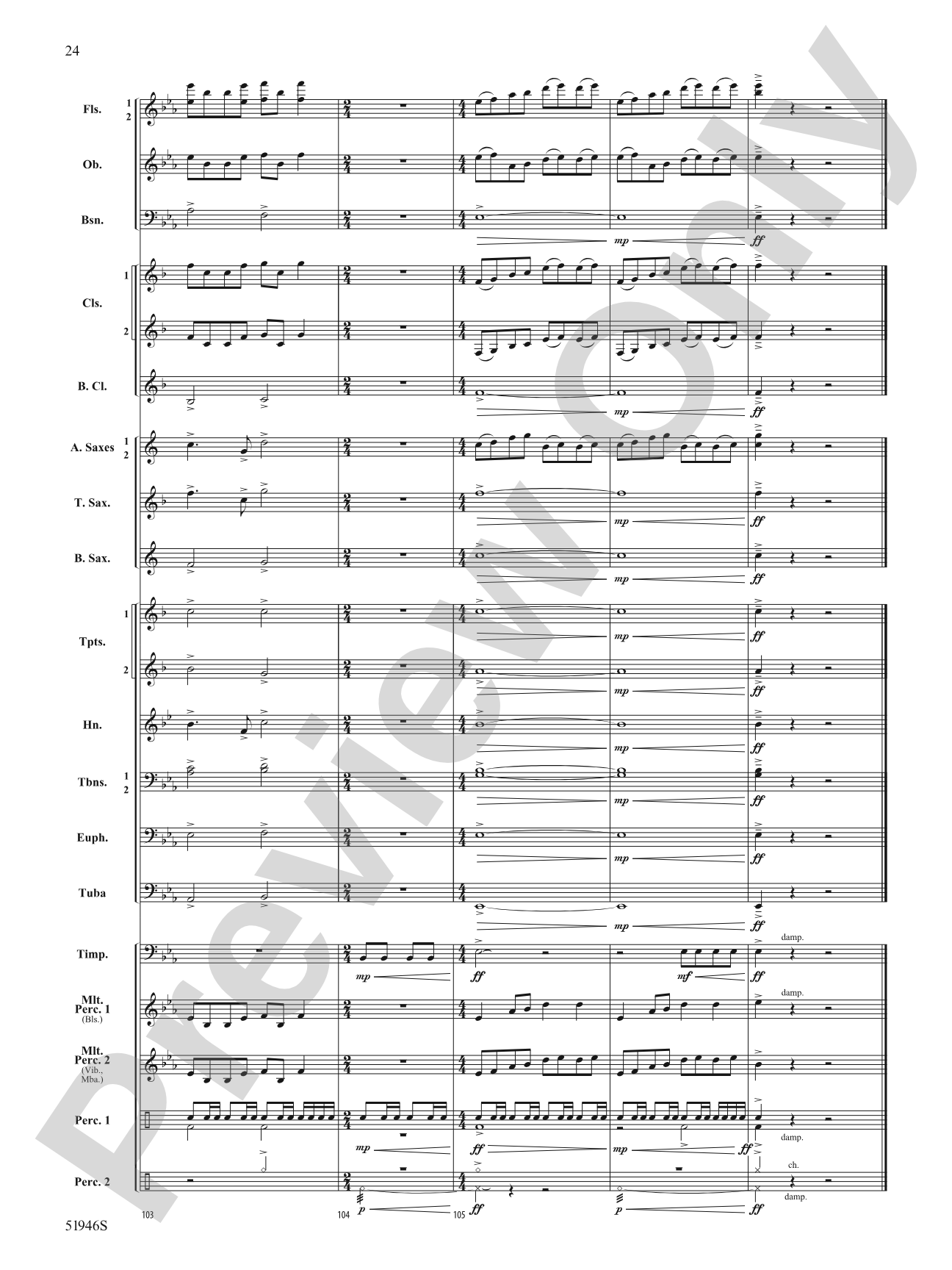 Ocean Blue: Concert Band Conductor Score & Parts