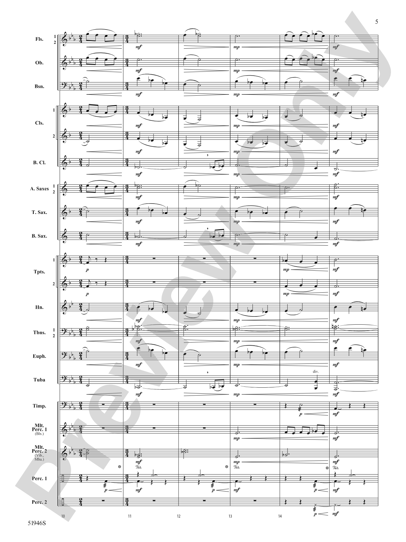 Ocean Blue: Concert Band Conductor Score & Parts