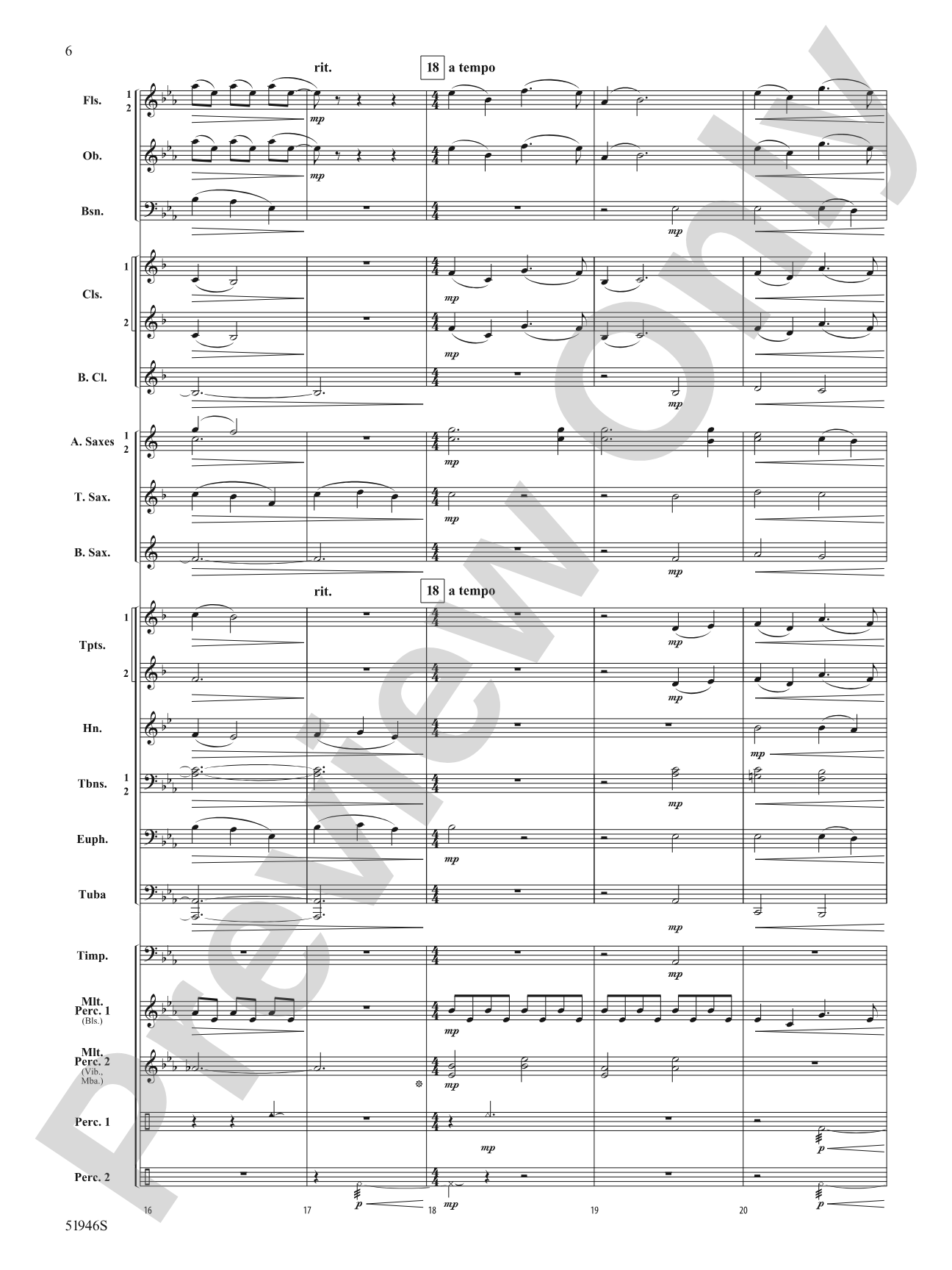 Ocean Blue: Concert Band Conductor Score & Parts