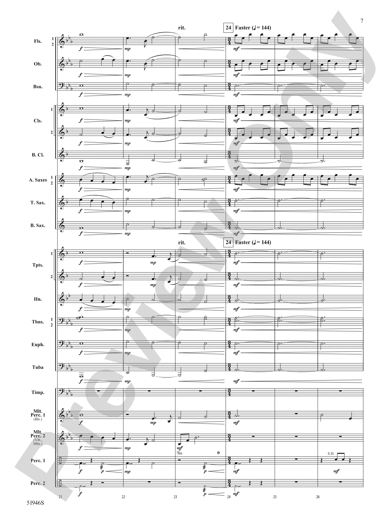 Ocean Blue: Concert Band Conductor Score & Parts