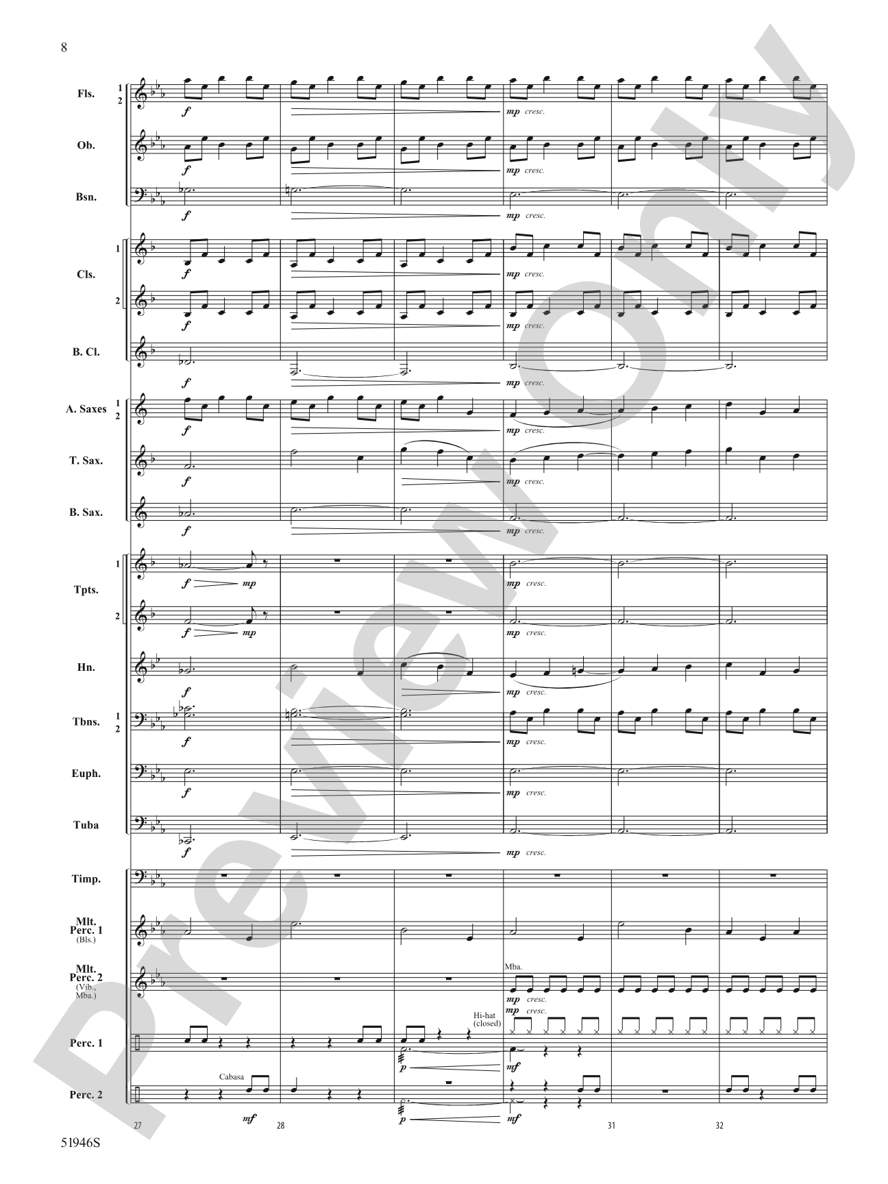 Ocean Blue: Concert Band Conductor Score & Parts