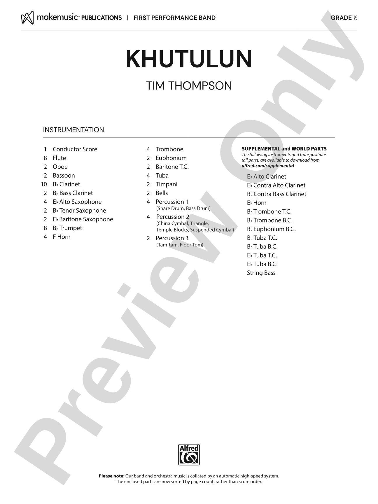 Khutulun: Concert Band Conductor Score & Parts