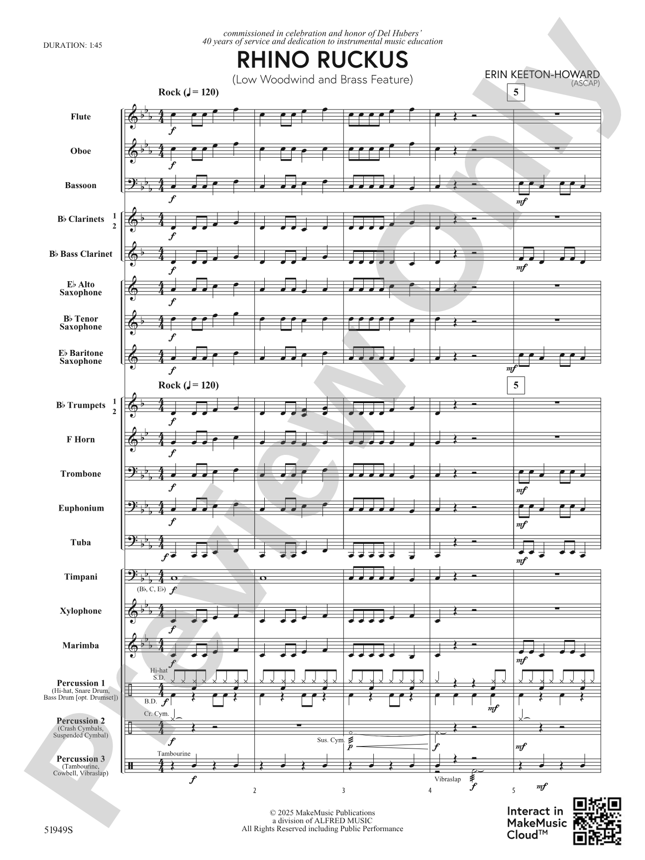 Rhino Ruckus: Concert Band Conductor Score & Parts