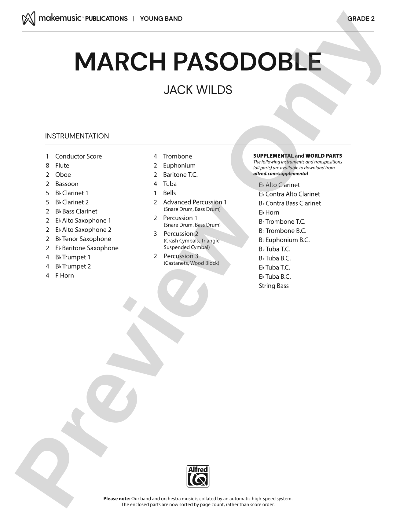 March Pasodoble: Concert Band Conductor Score & Parts