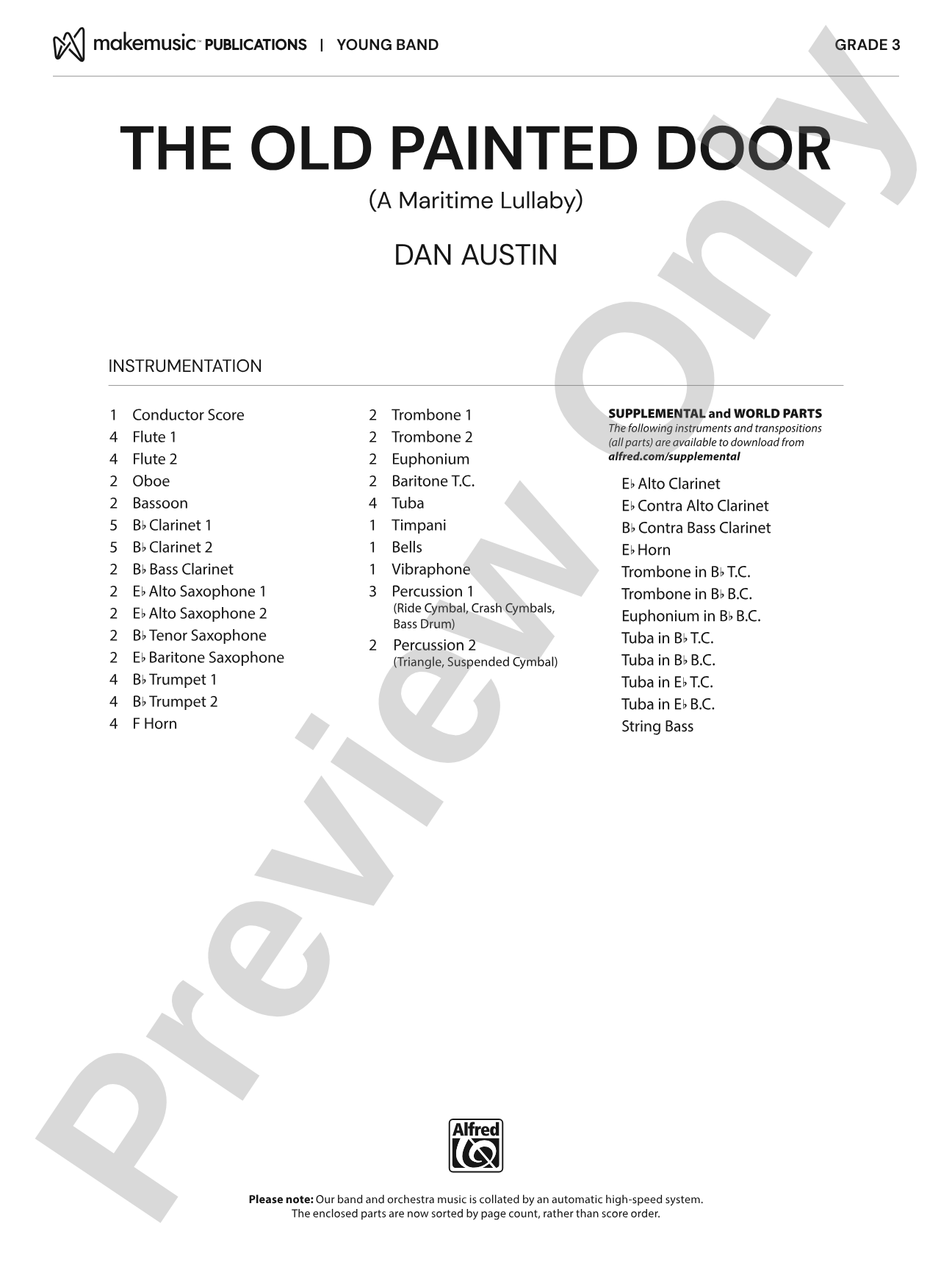 The Old Painted Door: Concert Band Conductor Score & Parts