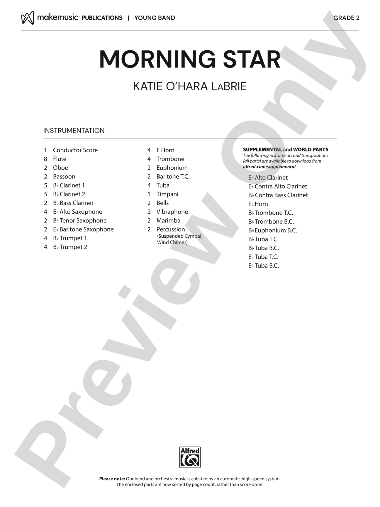 Morning Star: Concert Band Conductor Score & Parts