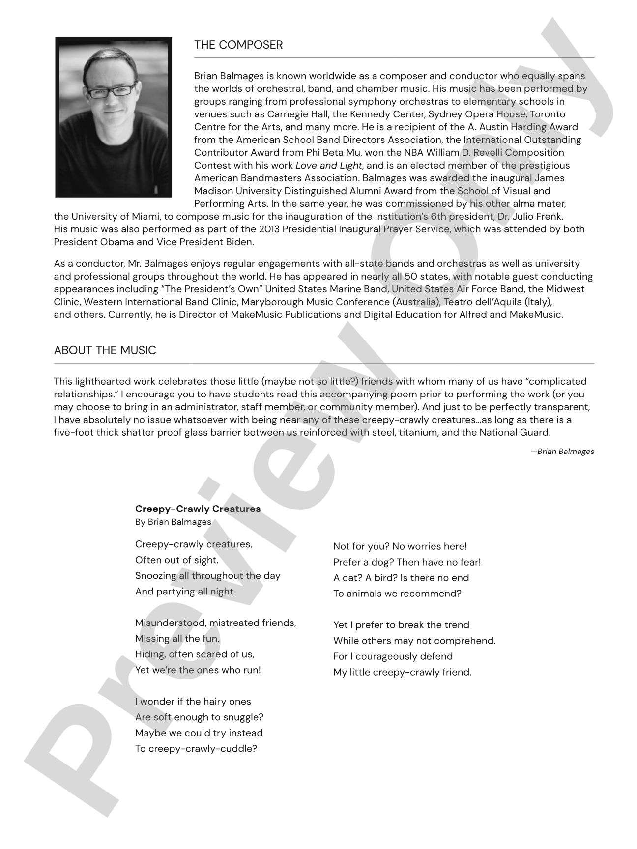 Creepy-Crawly Creatures: Concert Band Conductor Score & Parts