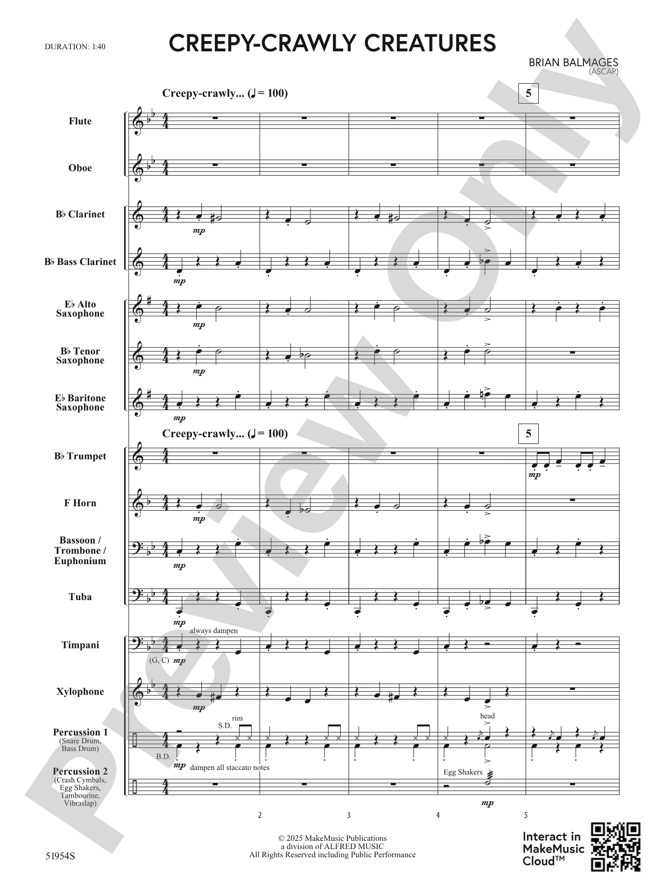 Creepy-Crawly Creatures: Concert Band Conductor Score & Parts