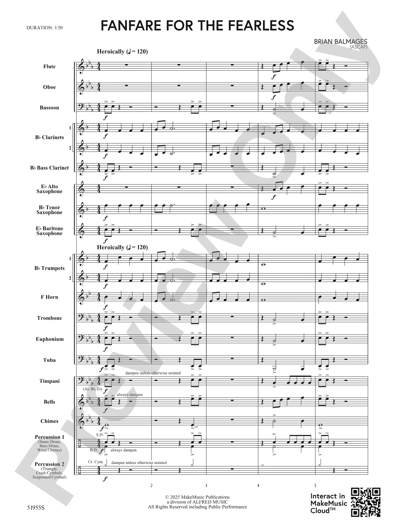 Fanfare for the Fearless: Score