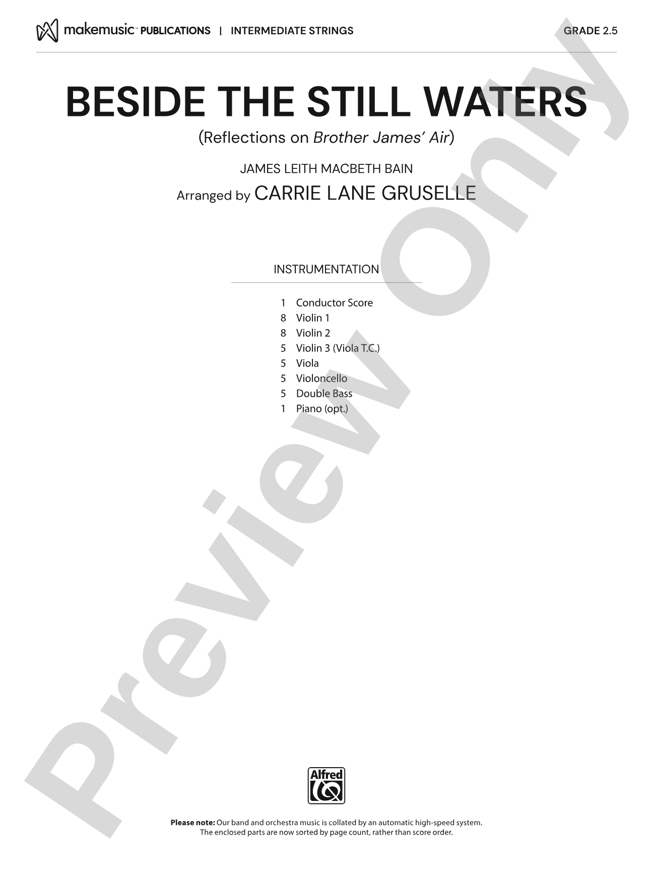 Beside the Still Waters: String Orchestra Conductor Score & Parts