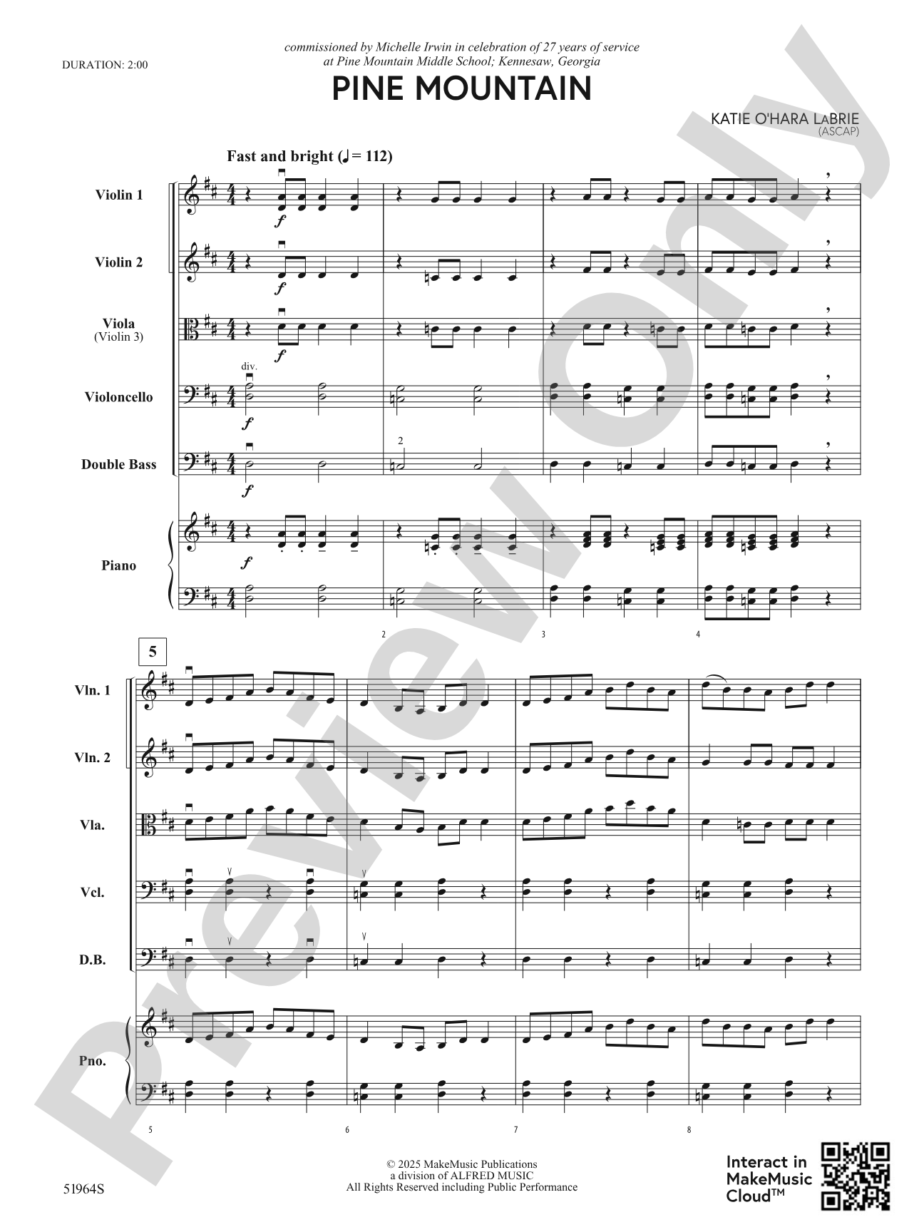 Pine Mountain: String Orchestra Conductor Score & Parts