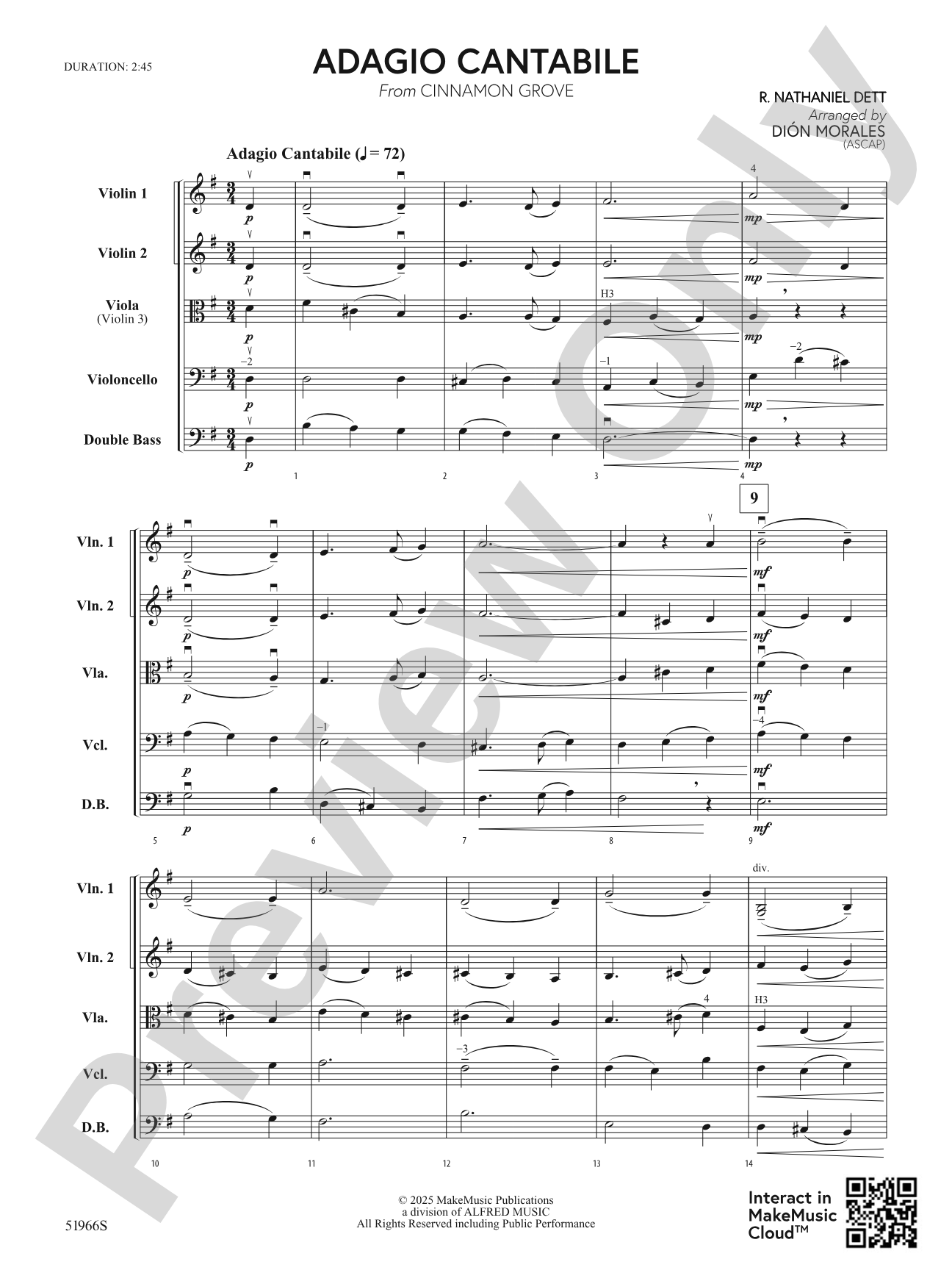 Adagio Cantabile: String Orchestra Conductor Score & Parts
