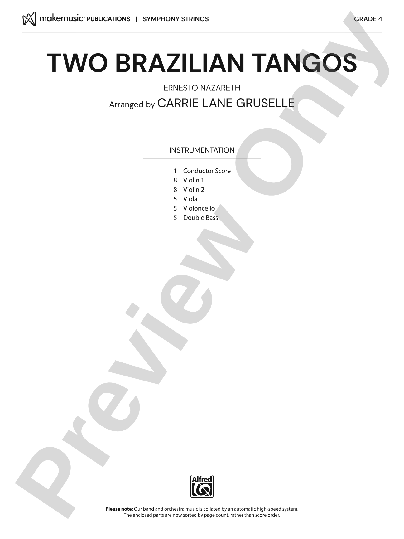 Two Brazilian Tangos: String Orchestra Conductor Score & Parts