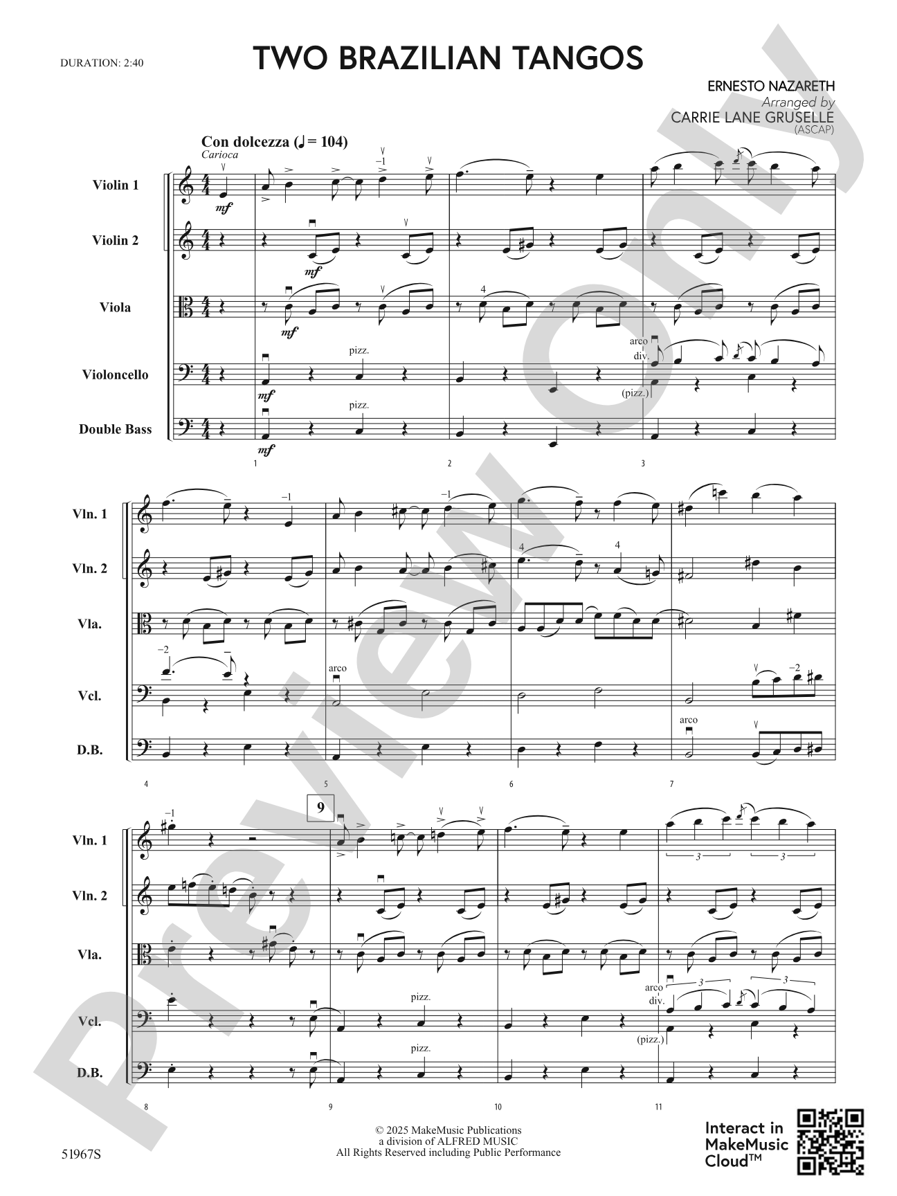 Two Brazilian Tangos: String Orchestra Conductor Score & Parts