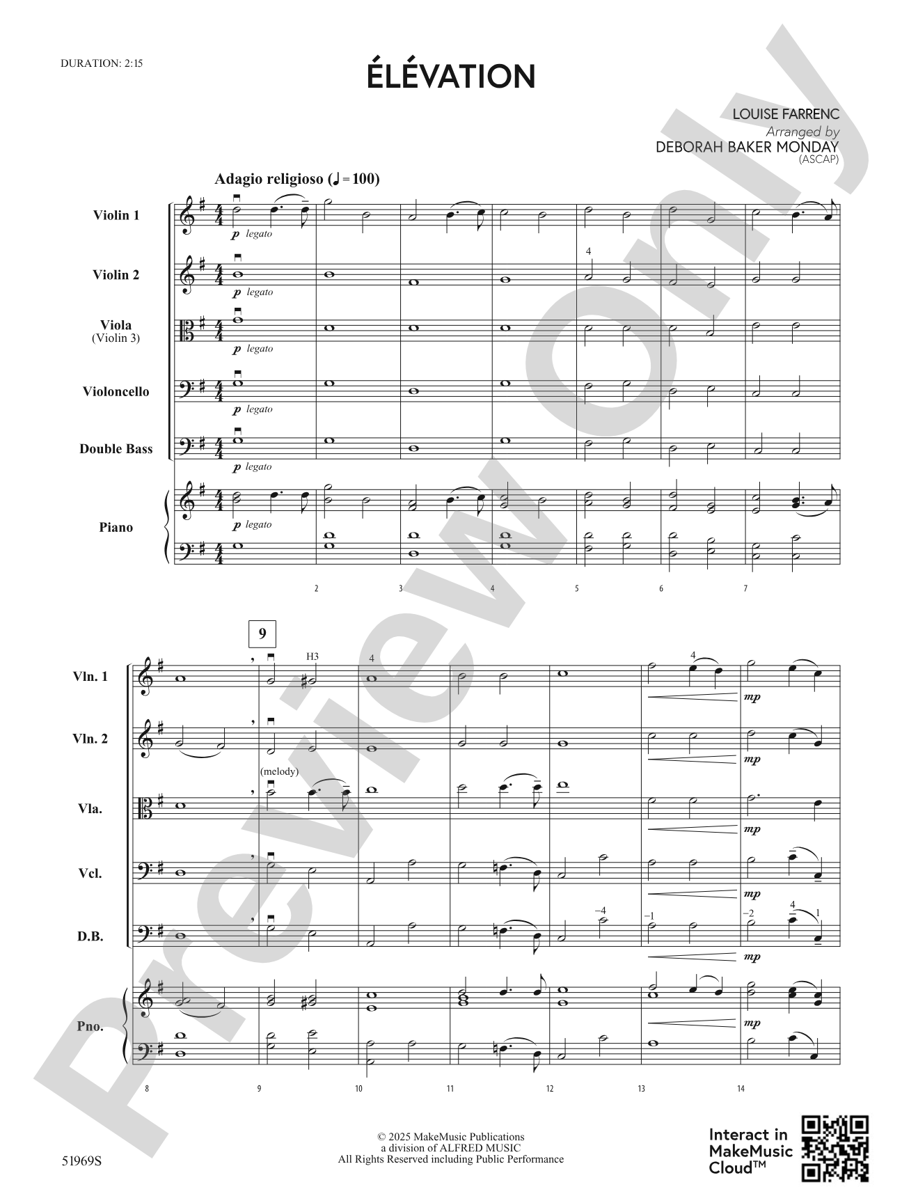 Élévation: String Orchestra Conductor Score & Parts
