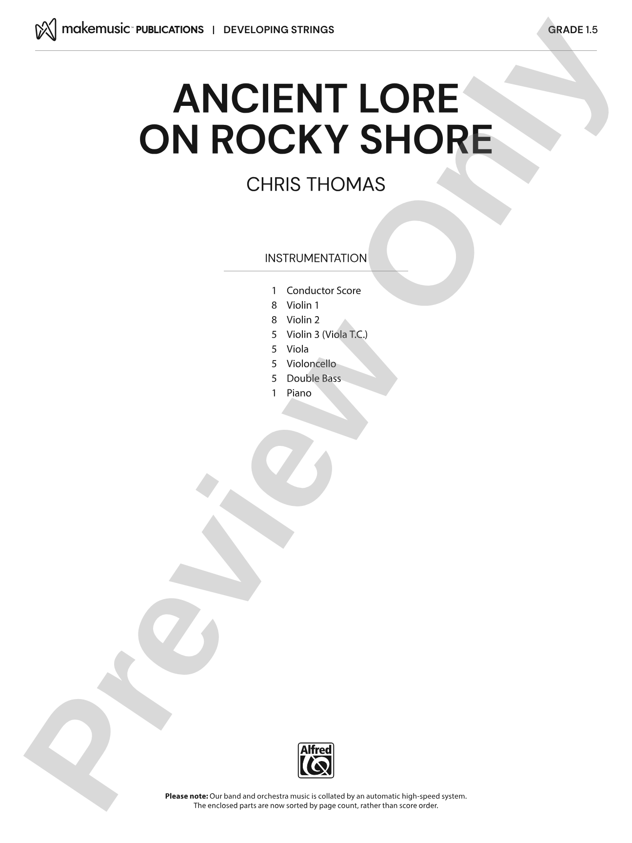 Ancient Lore on Rocky Shore: String Orchestra Conductor Score & Parts