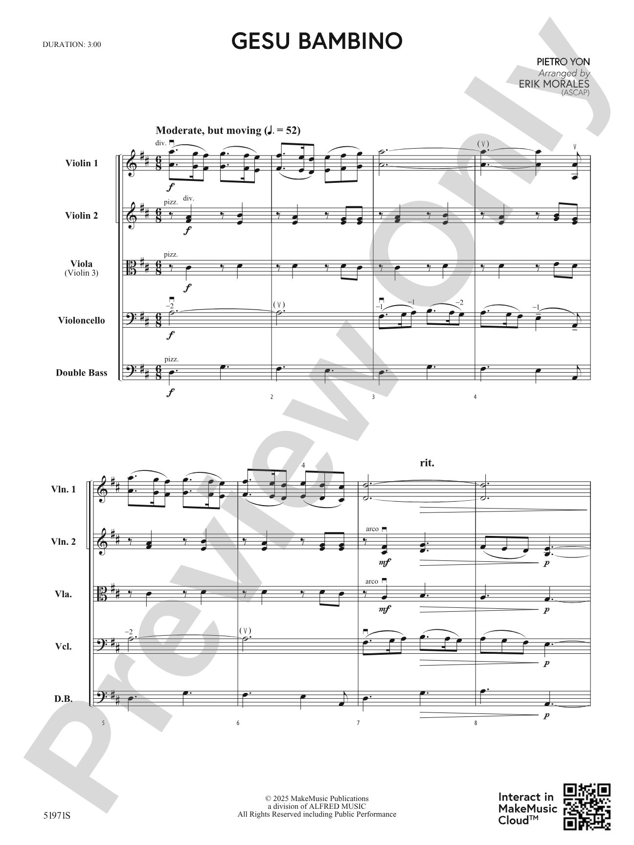 Gesu Bambino: String Orchestra Conductor Score & Parts