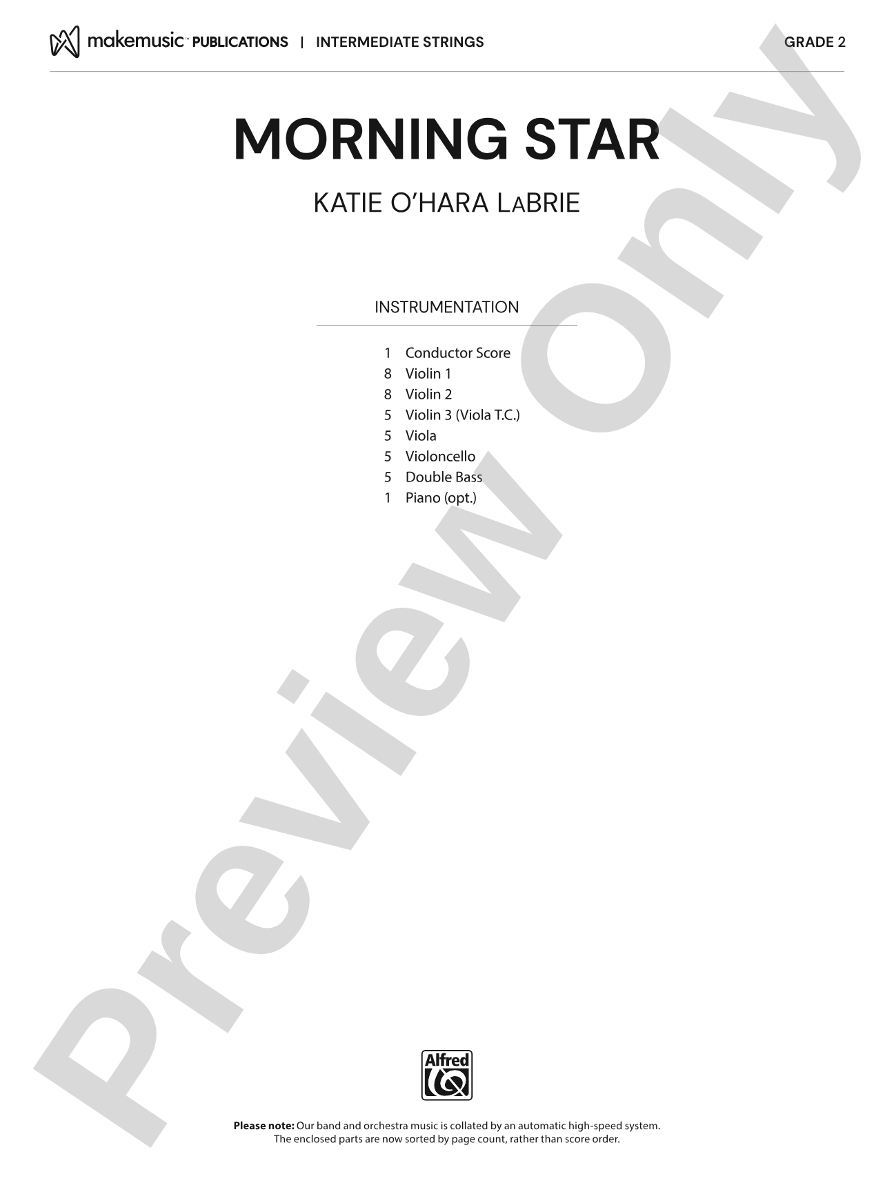 Morning Star: String Orchestra Conductor Score & Parts