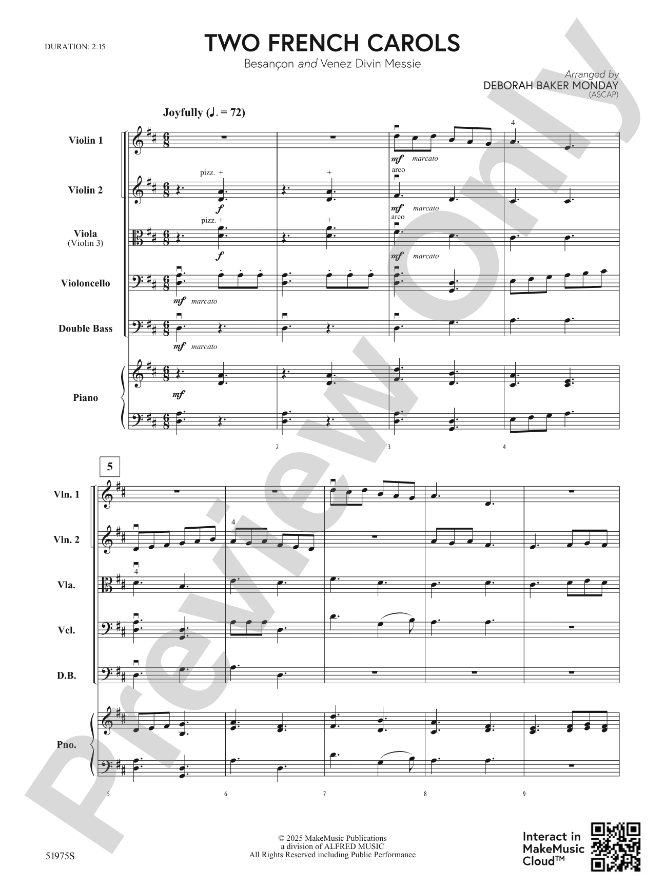 Two French Carols: String Orchestra Conductor Score & Parts