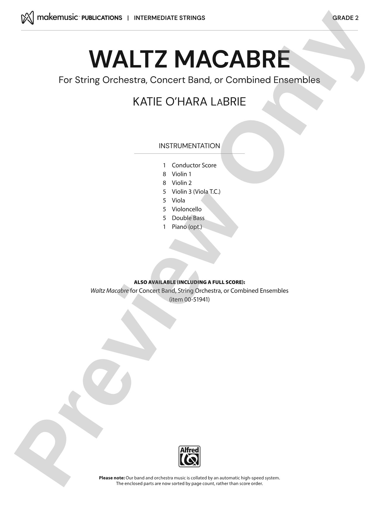Waltz Macabre: Score