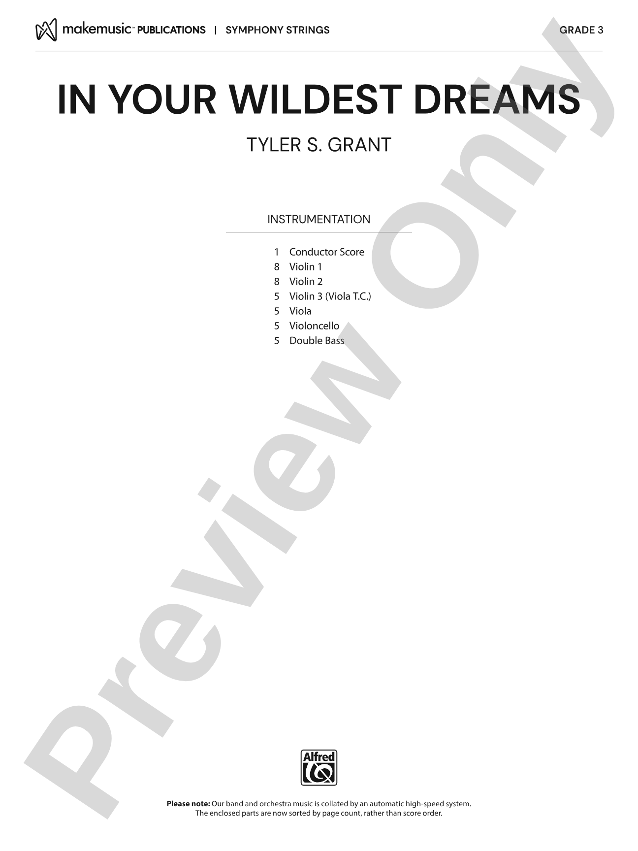 In Your Wildest Dreams: String Orchestra Conductor Score & Parts