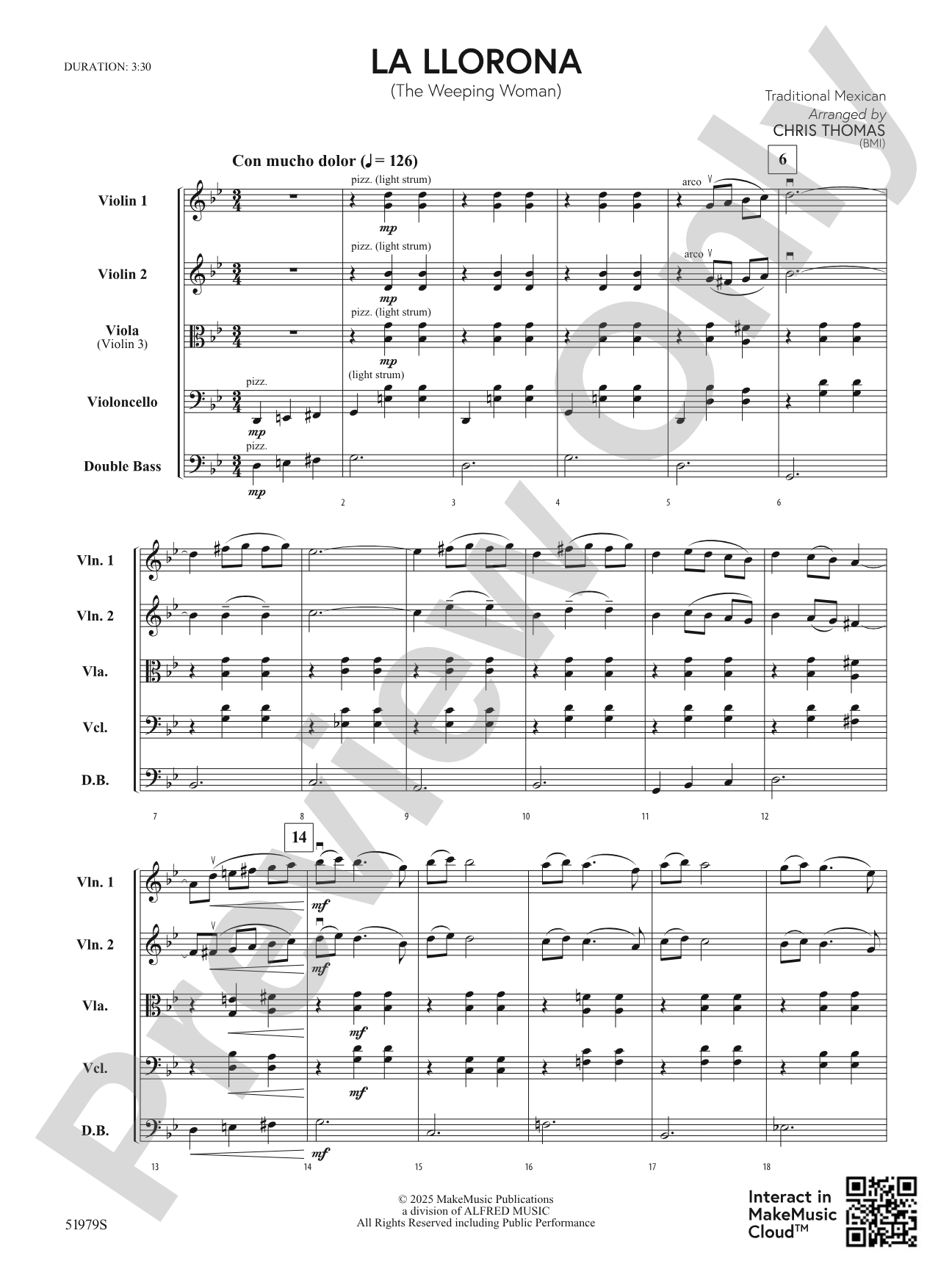 La Llorona: String Orchestra Conductor Score & Parts