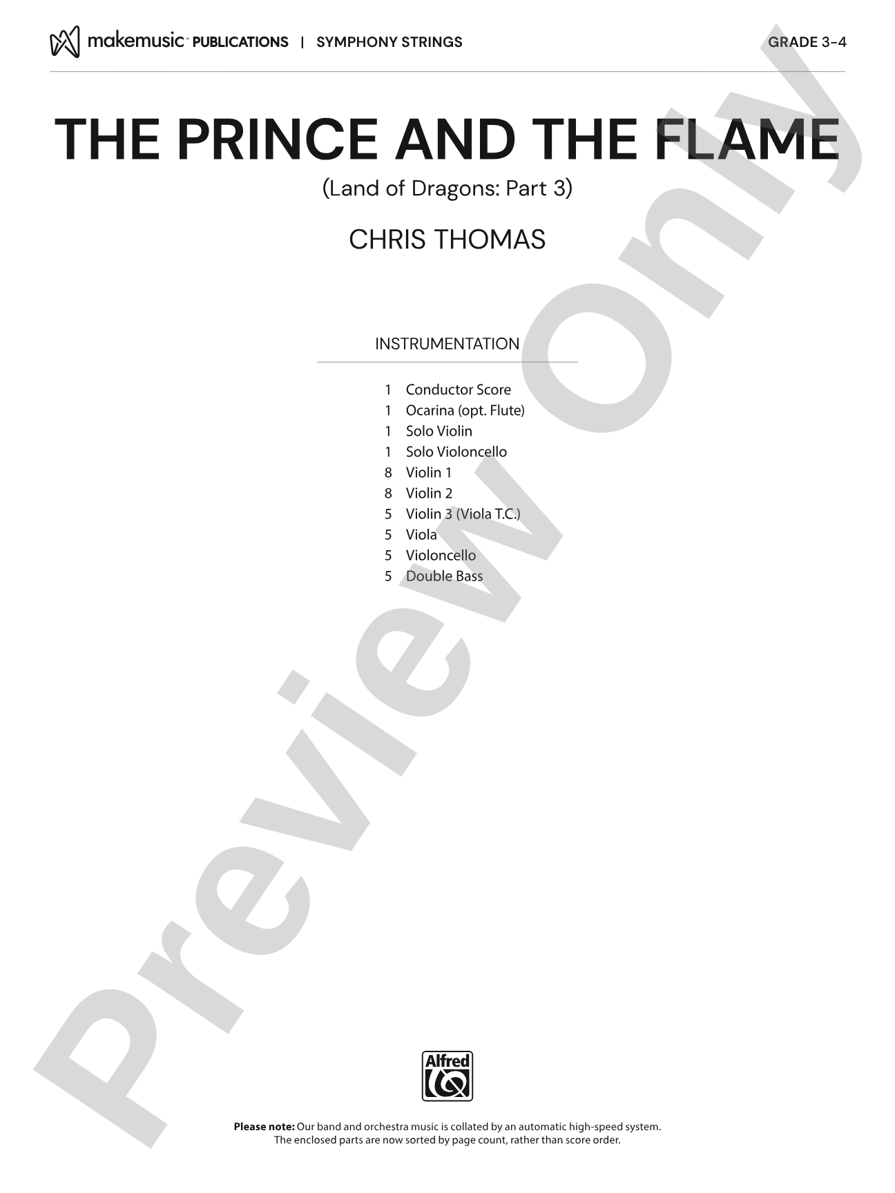 The Prince and the Flame: String Orchestra Conductor Score & Parts