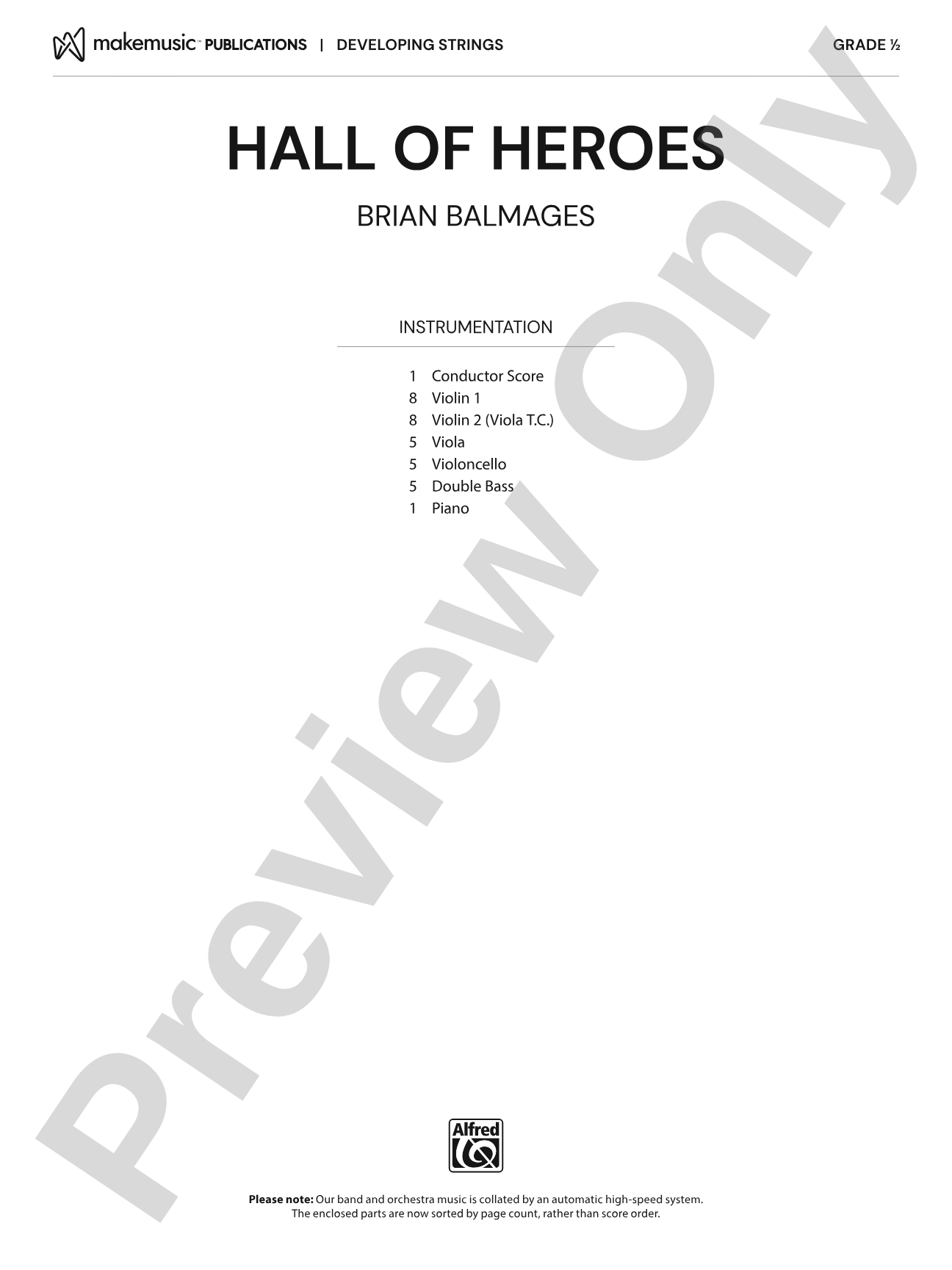 Hall of Heroes: String Orchestra Conductor Score & Parts