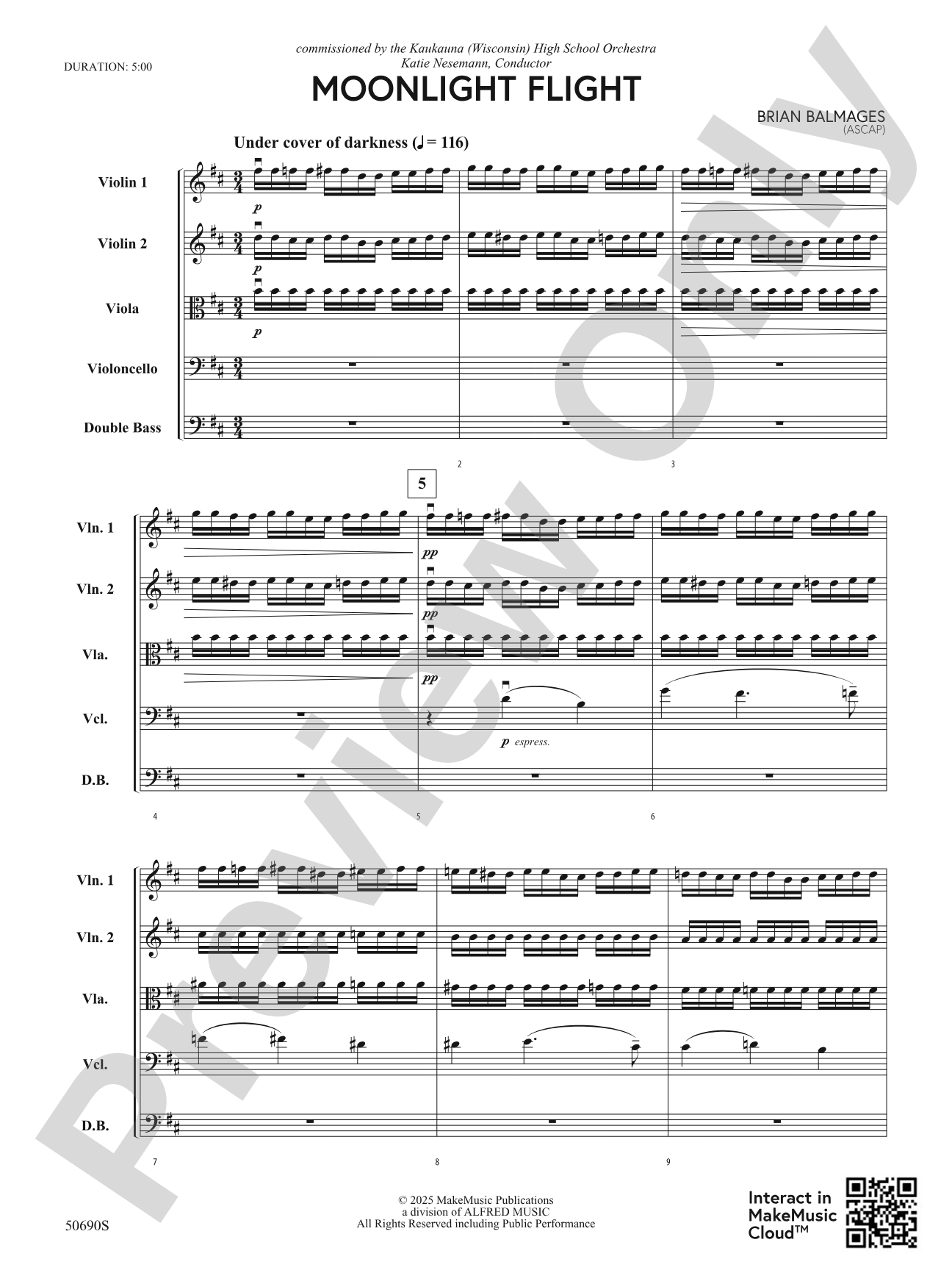 Moonlight Flight: String Orchestra Conductor Score & Parts