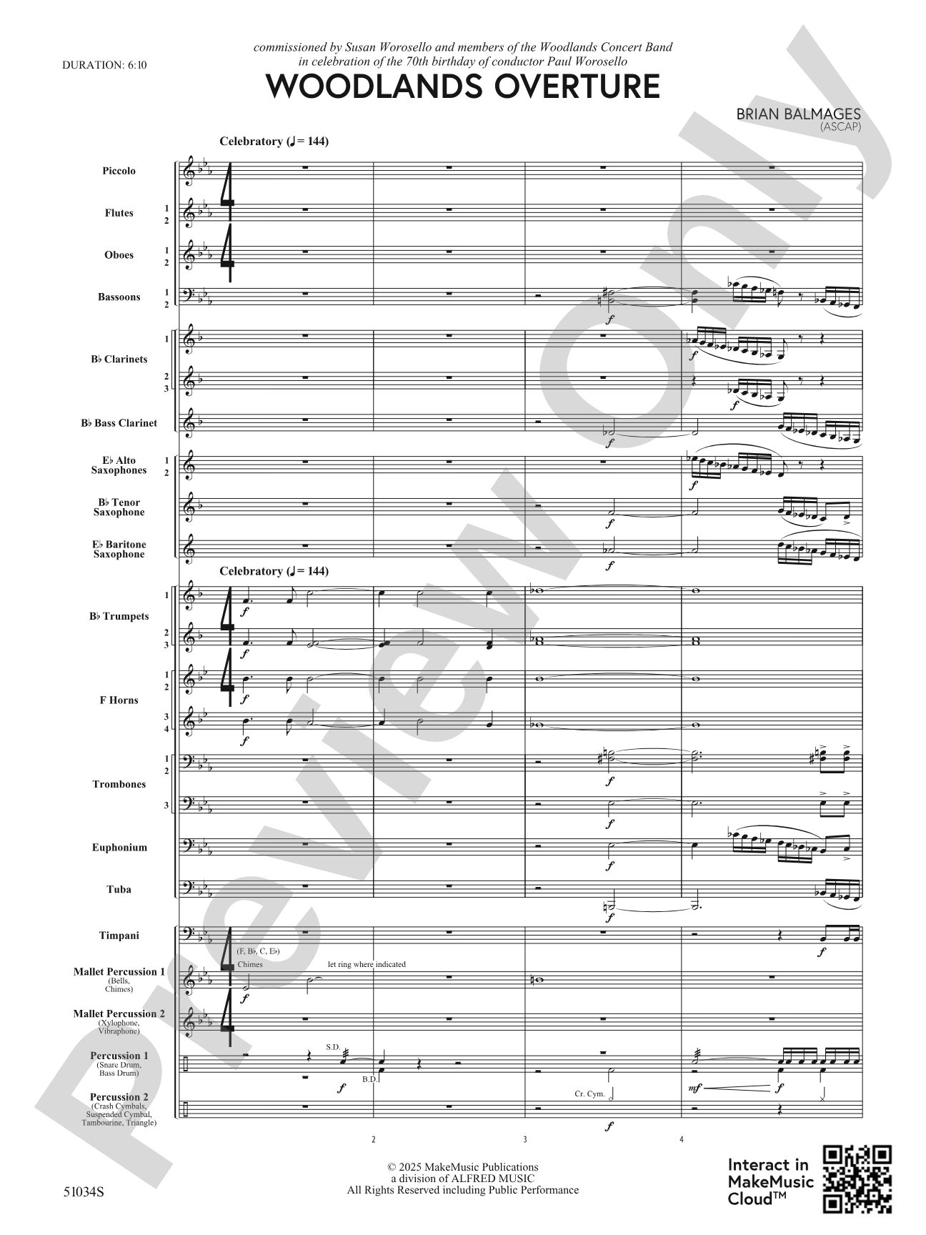 Woodlands Overture: Score