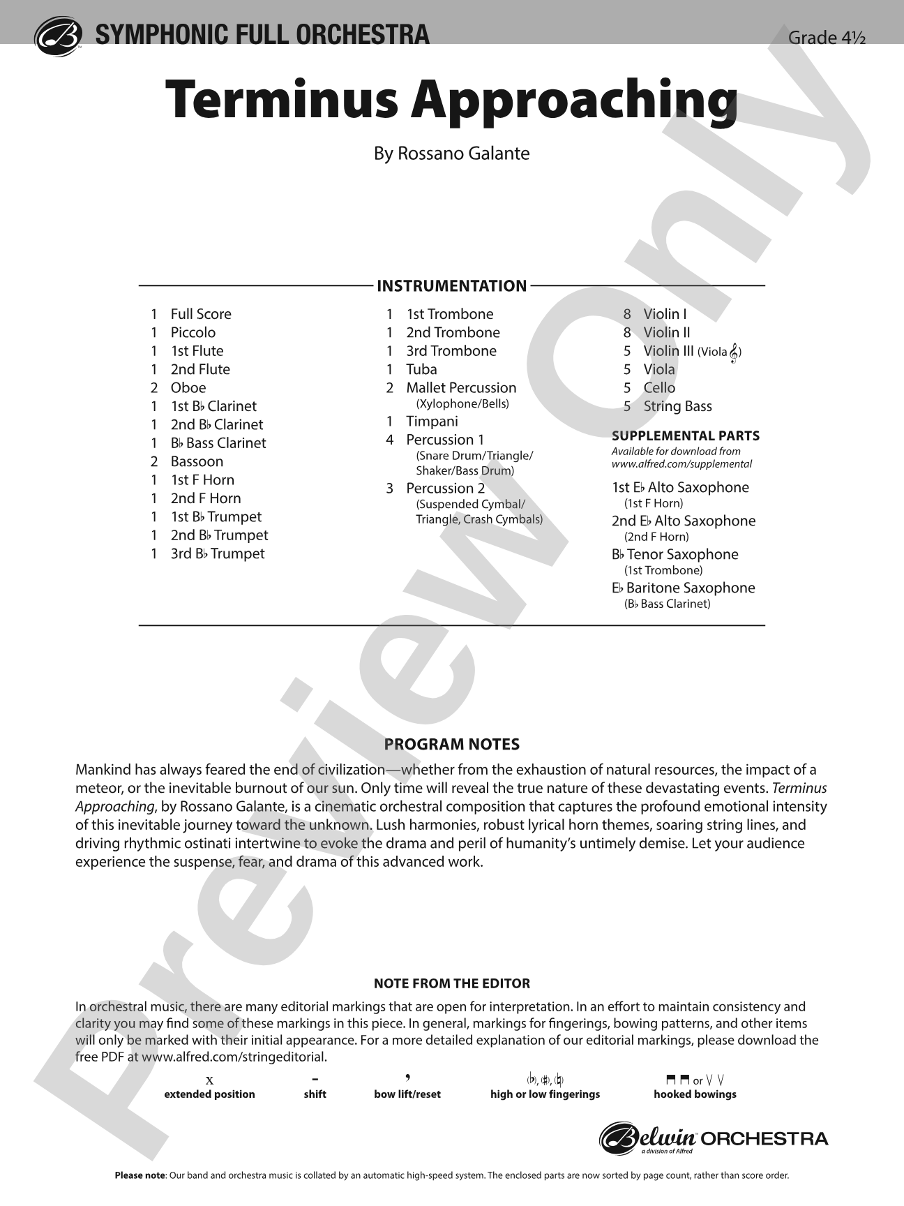 Terminus Approaching: Full Orchestra Conductor Score & Parts