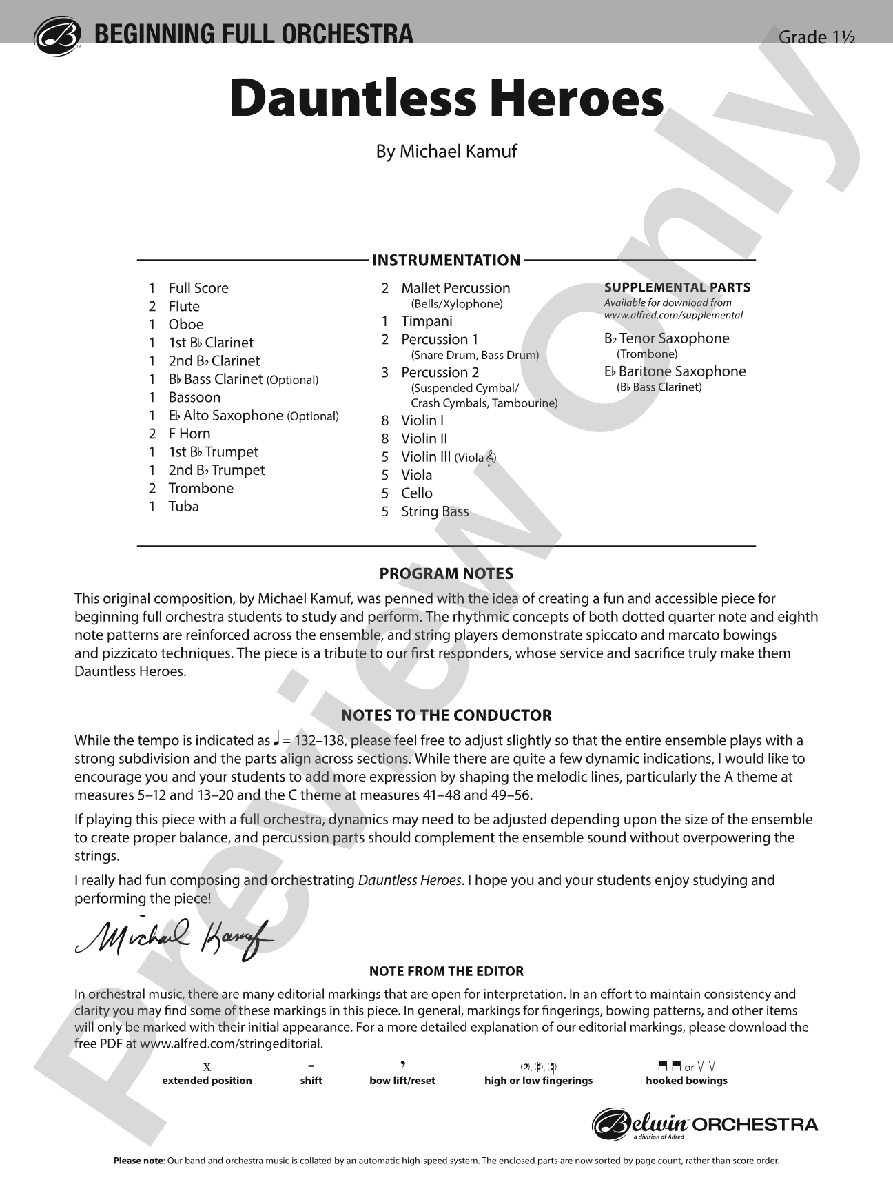Dauntless Heroes: Full Orchestra Conductor Score & Parts