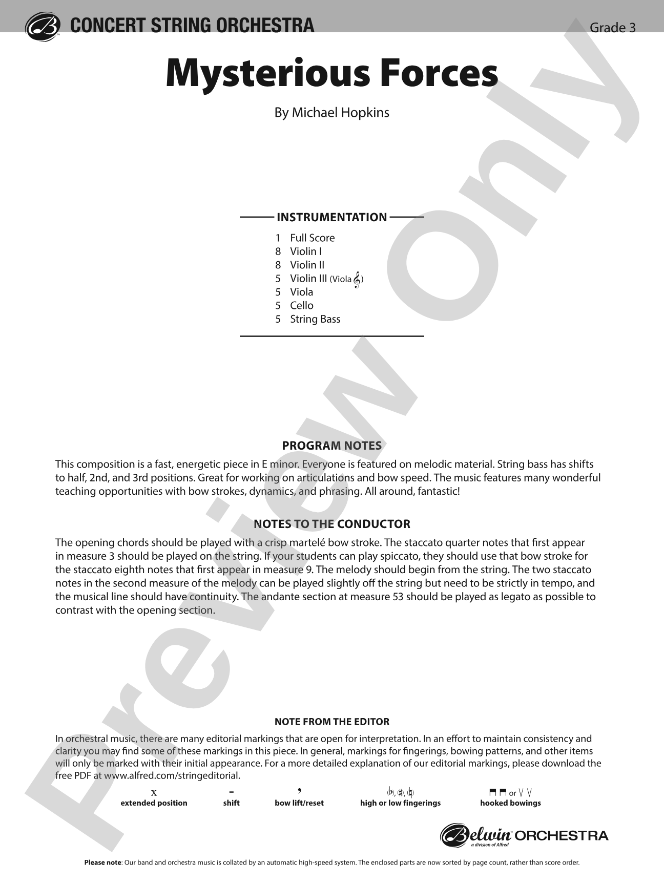 Mysterious Forces: String Orchestra Conductor Score & Parts