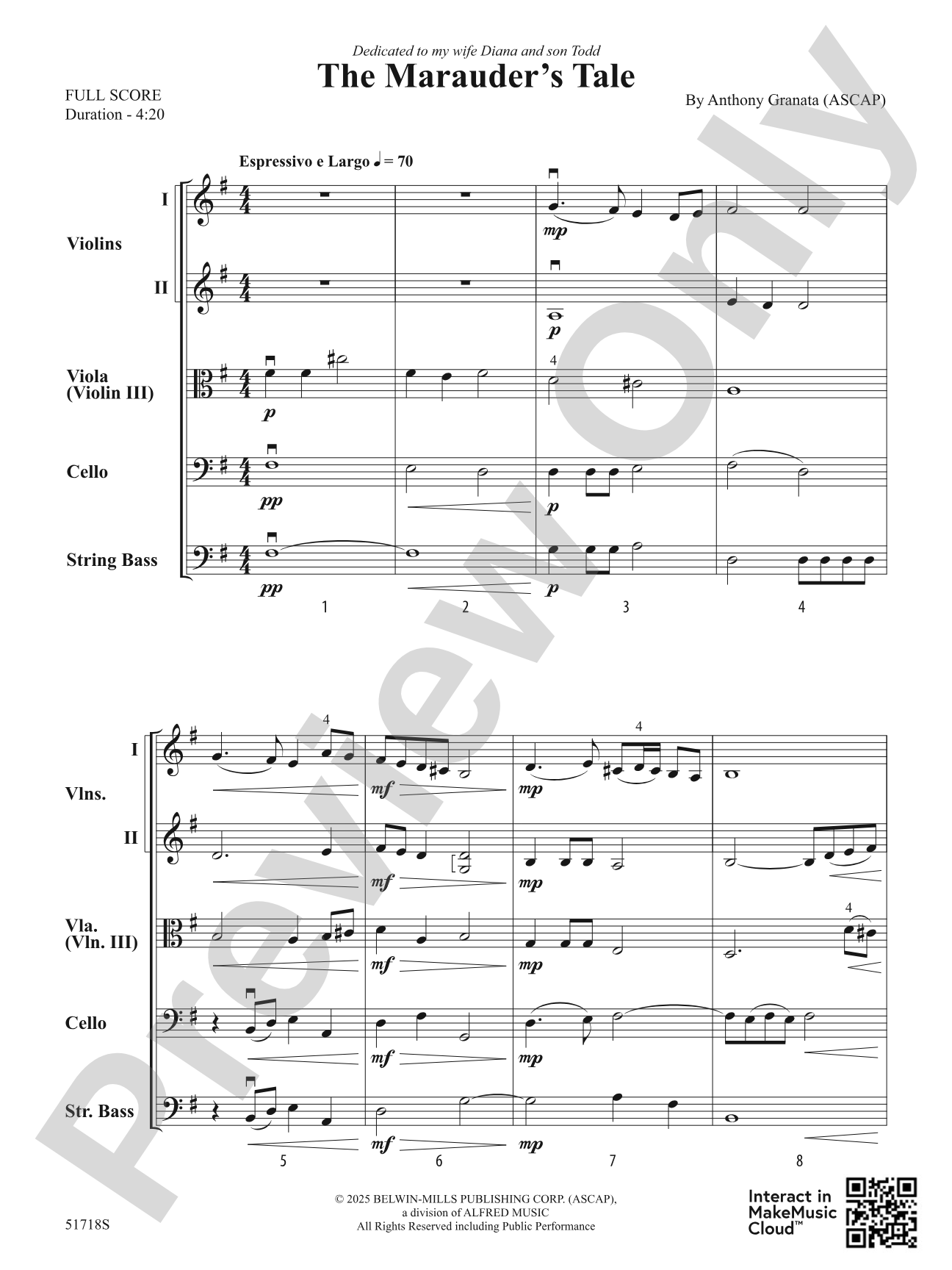 The Marauder's Tale: String Orchestra Conductor Score & Parts