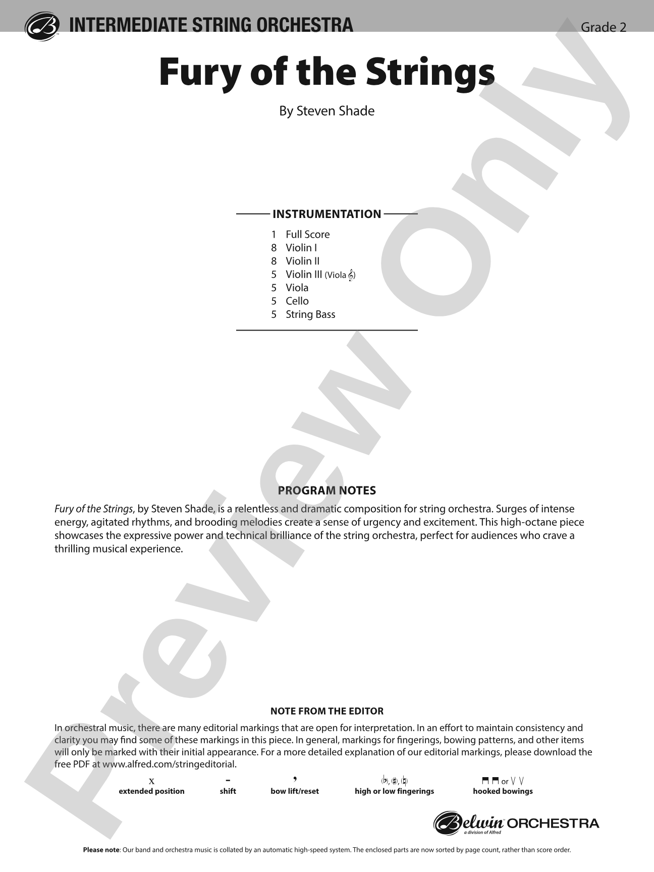 Fury of the Strings: String Orchestra Conductor Score & Parts