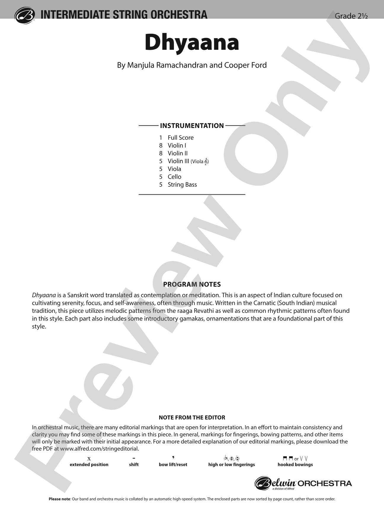 Dhyaana: String Orchestra Conductor Score & Parts