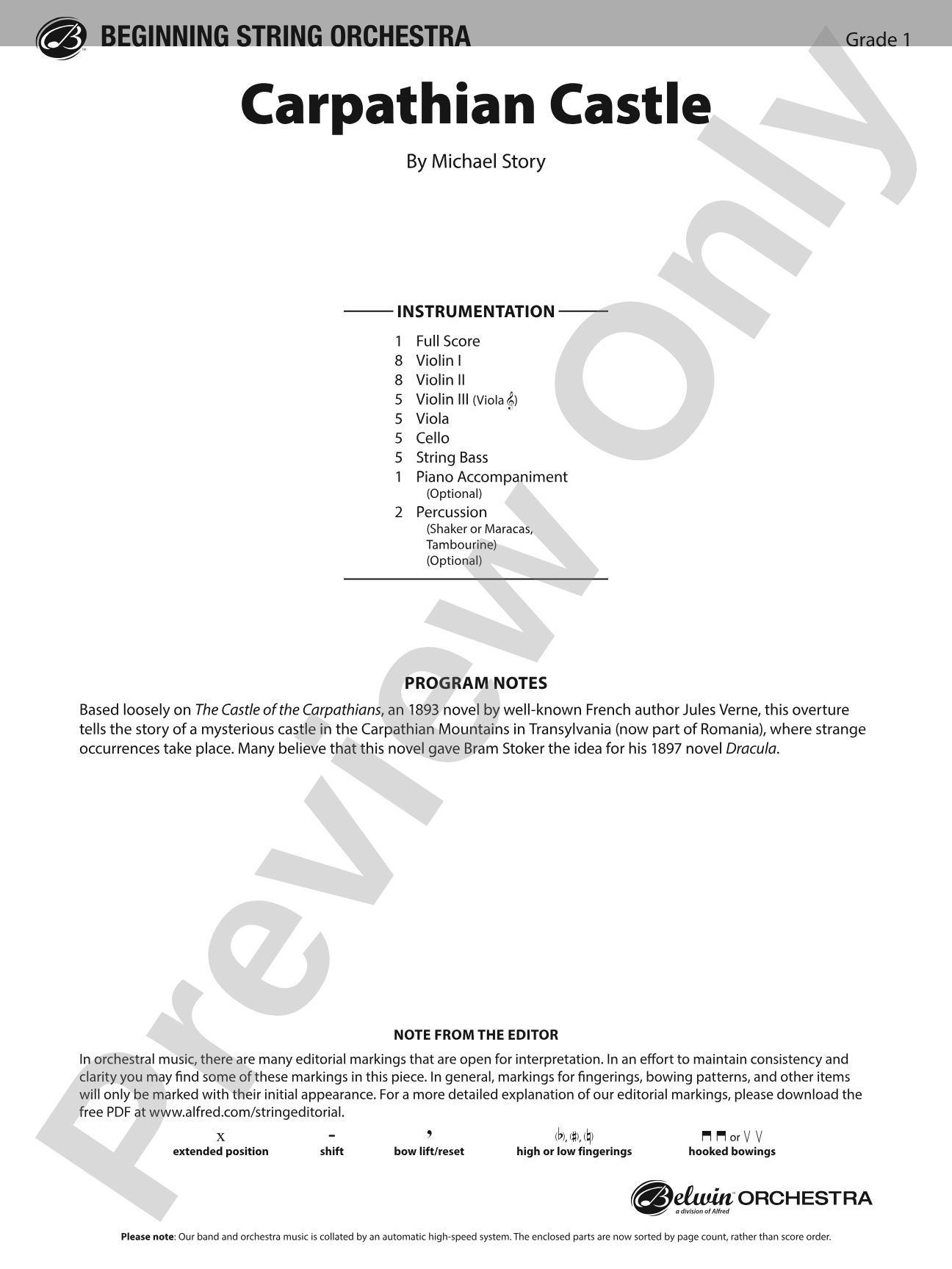 Carpathian Castle: String Orchestra Conductor Score & Parts