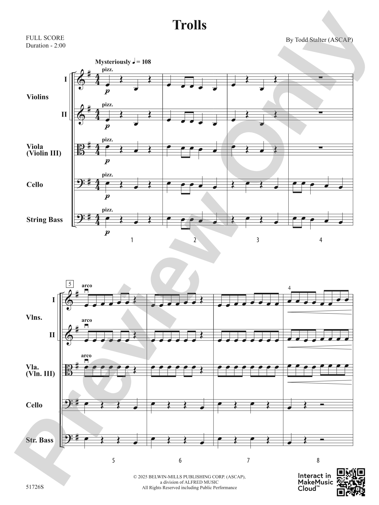 Trolls: Flexible String Ensemble Score & Parts