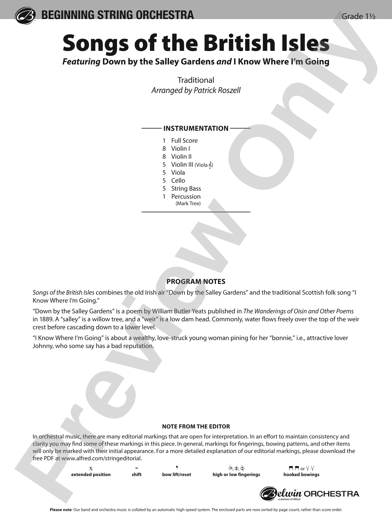 Songs of the British Isles: String Orchestra Conductor Score & Parts