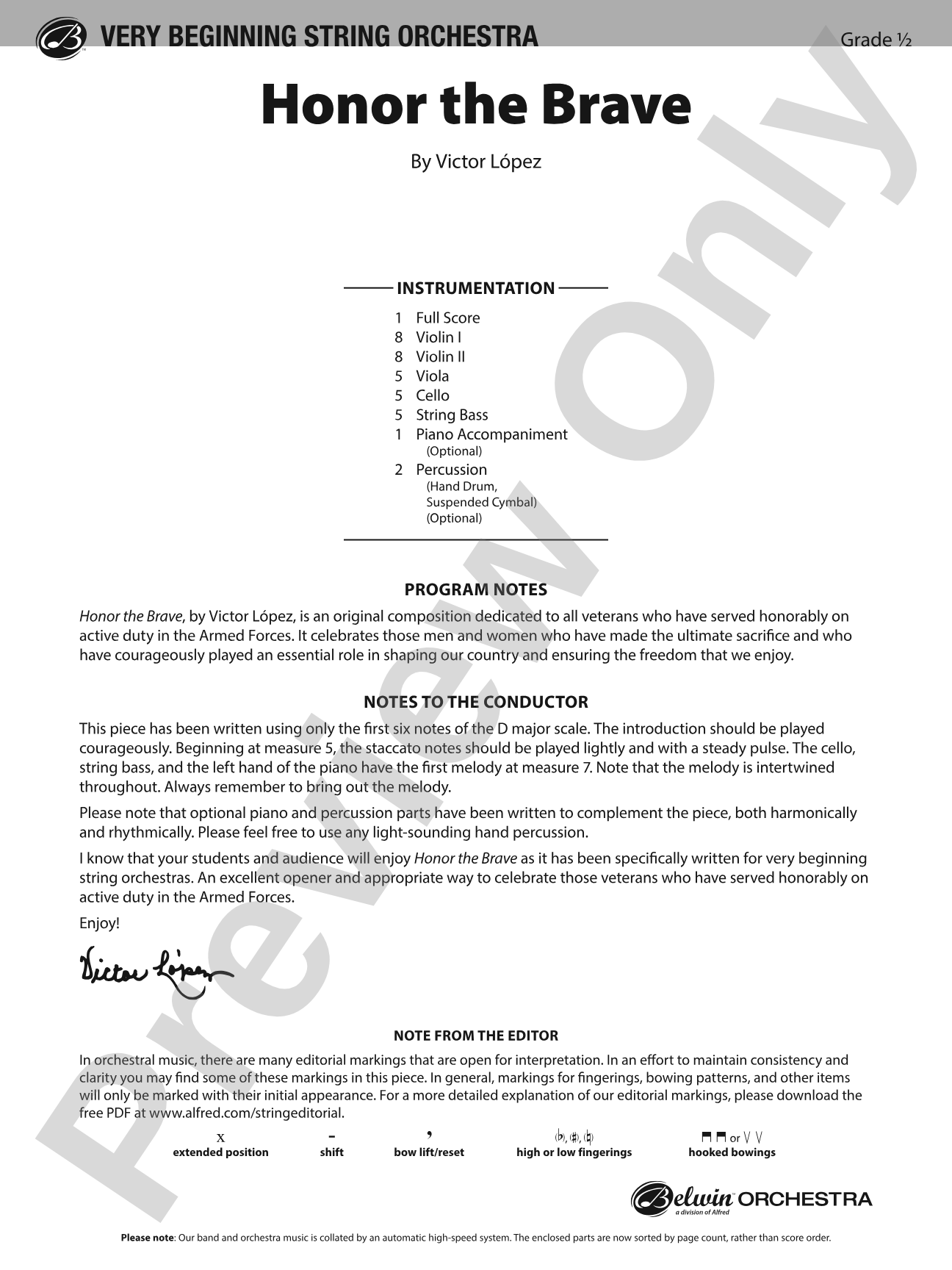 Honor the Brave: String Orchestra Conductor Score & Parts