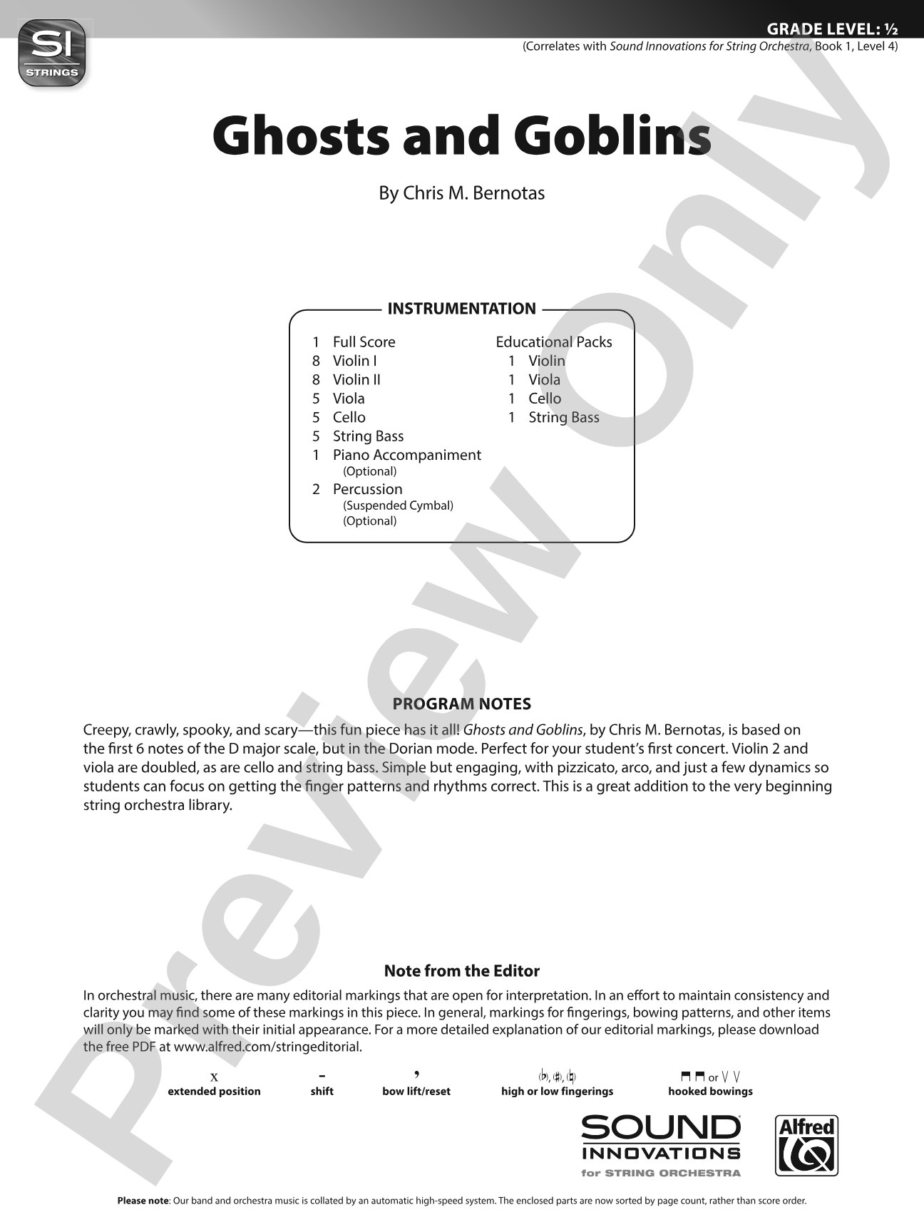 Ghosts and Goblins: String Orchestra Conductor Score & Parts