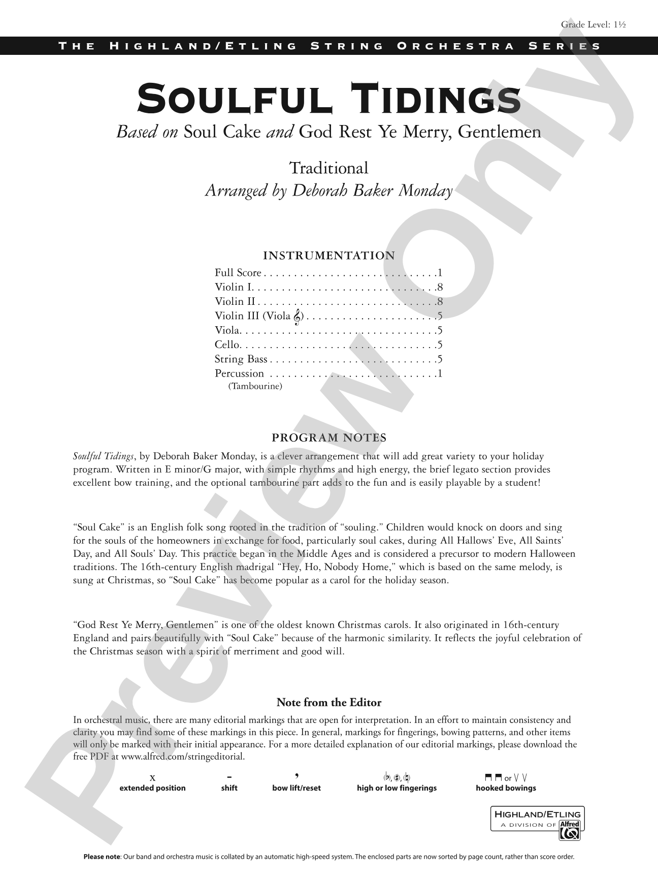 Soulful Tidings: String Orchestra Conductor Score & Parts