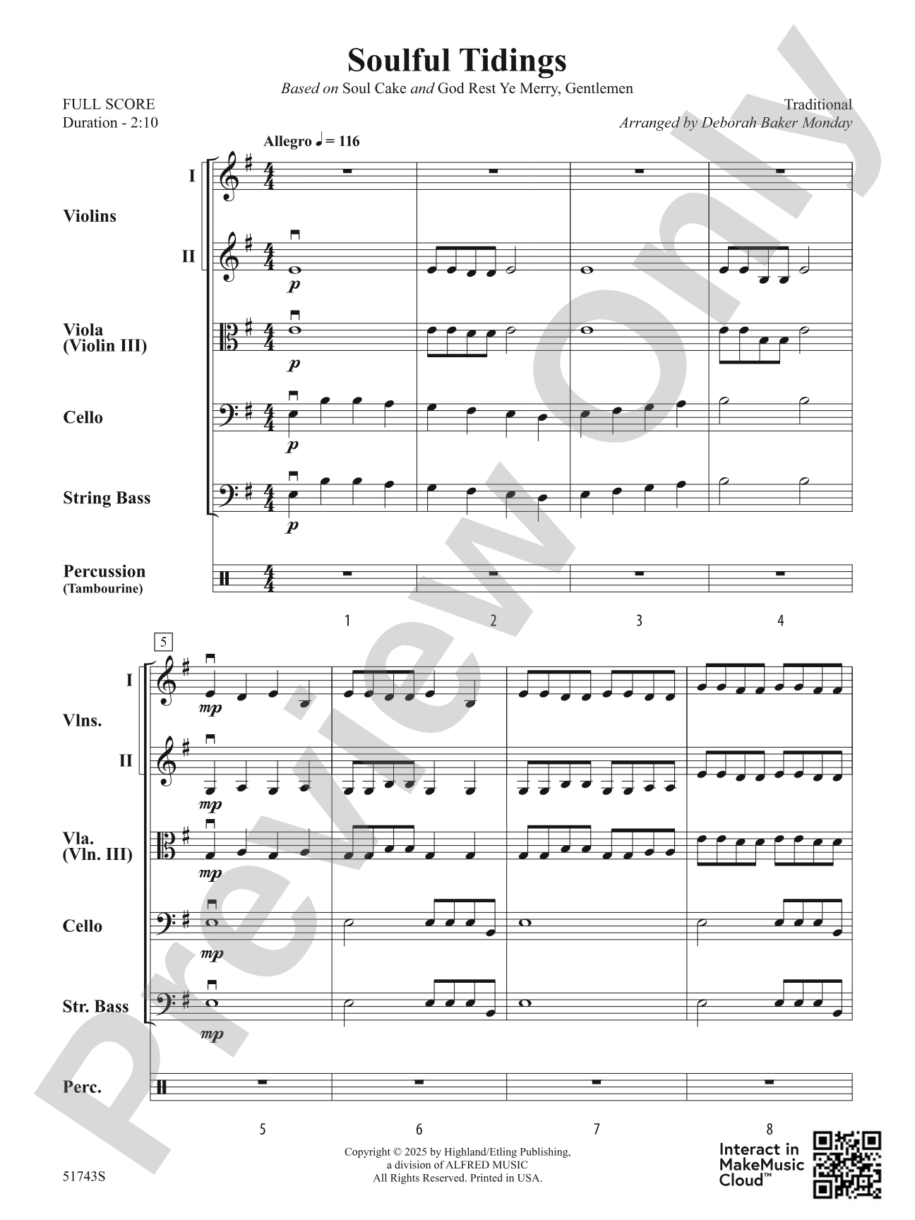 Soulful Tidings: String Orchestra Conductor Score & Parts