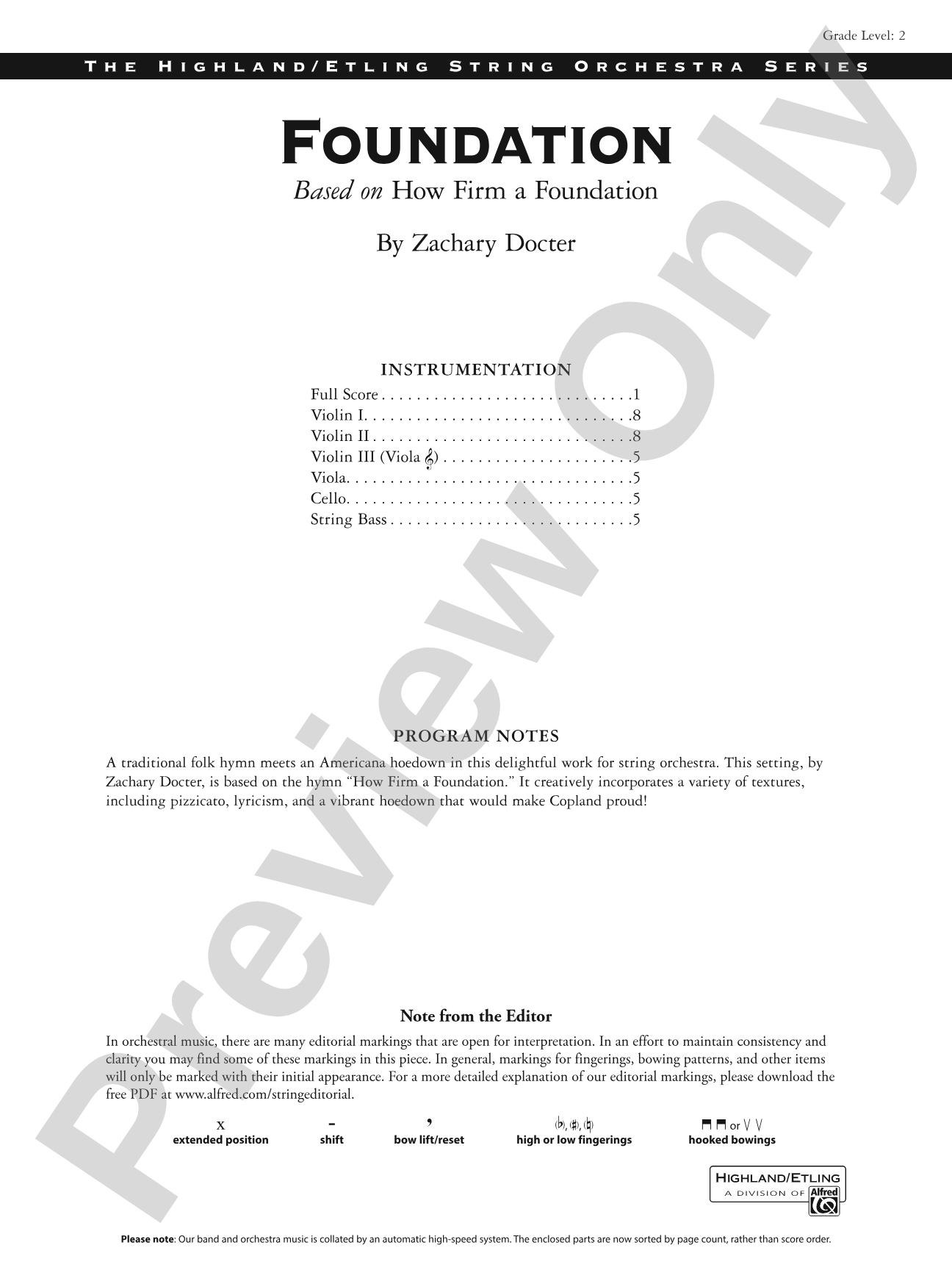 Foundation: String Orchestra Conductor Score & Parts
