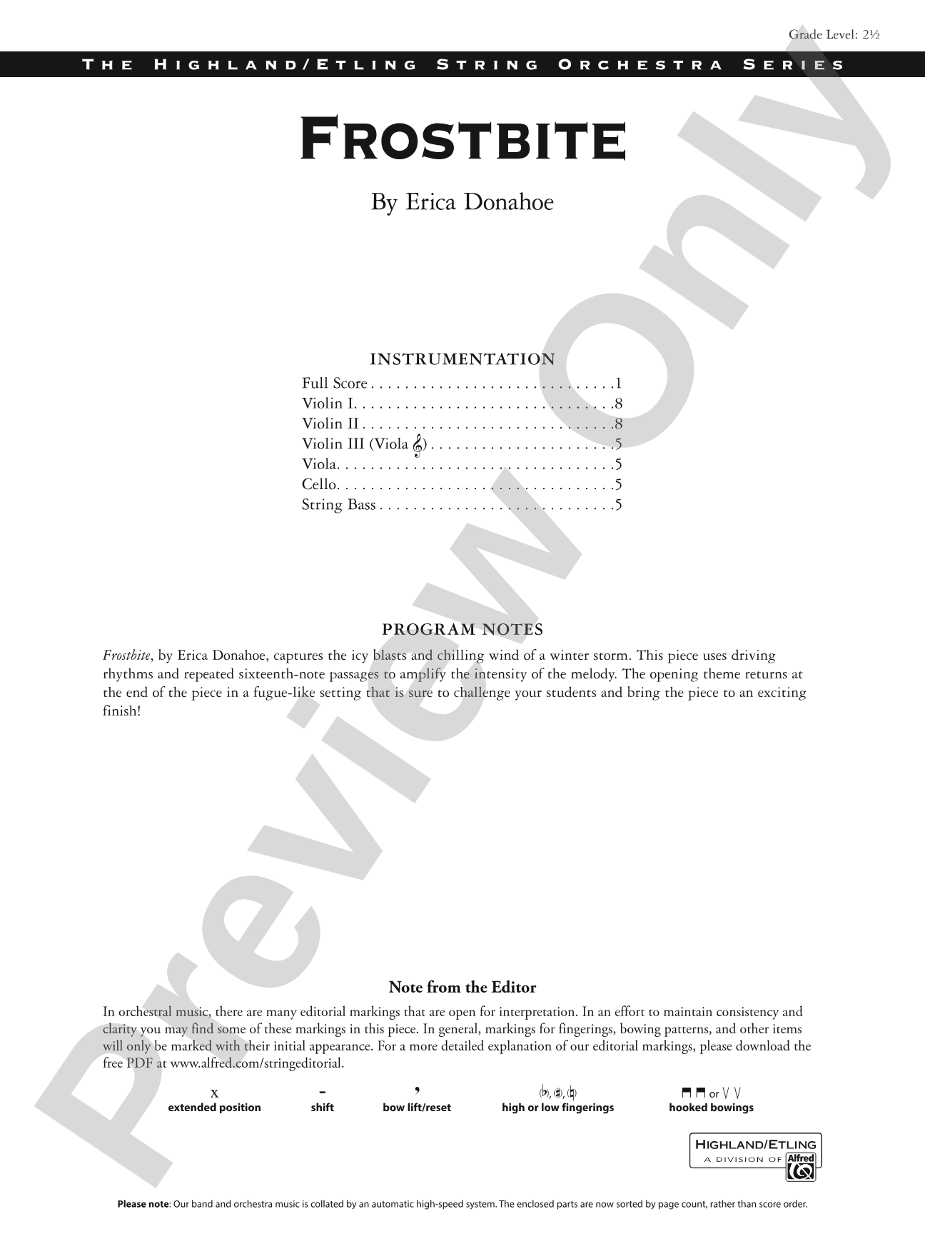 Frostbite: Flexible String Ensemble Score & Parts