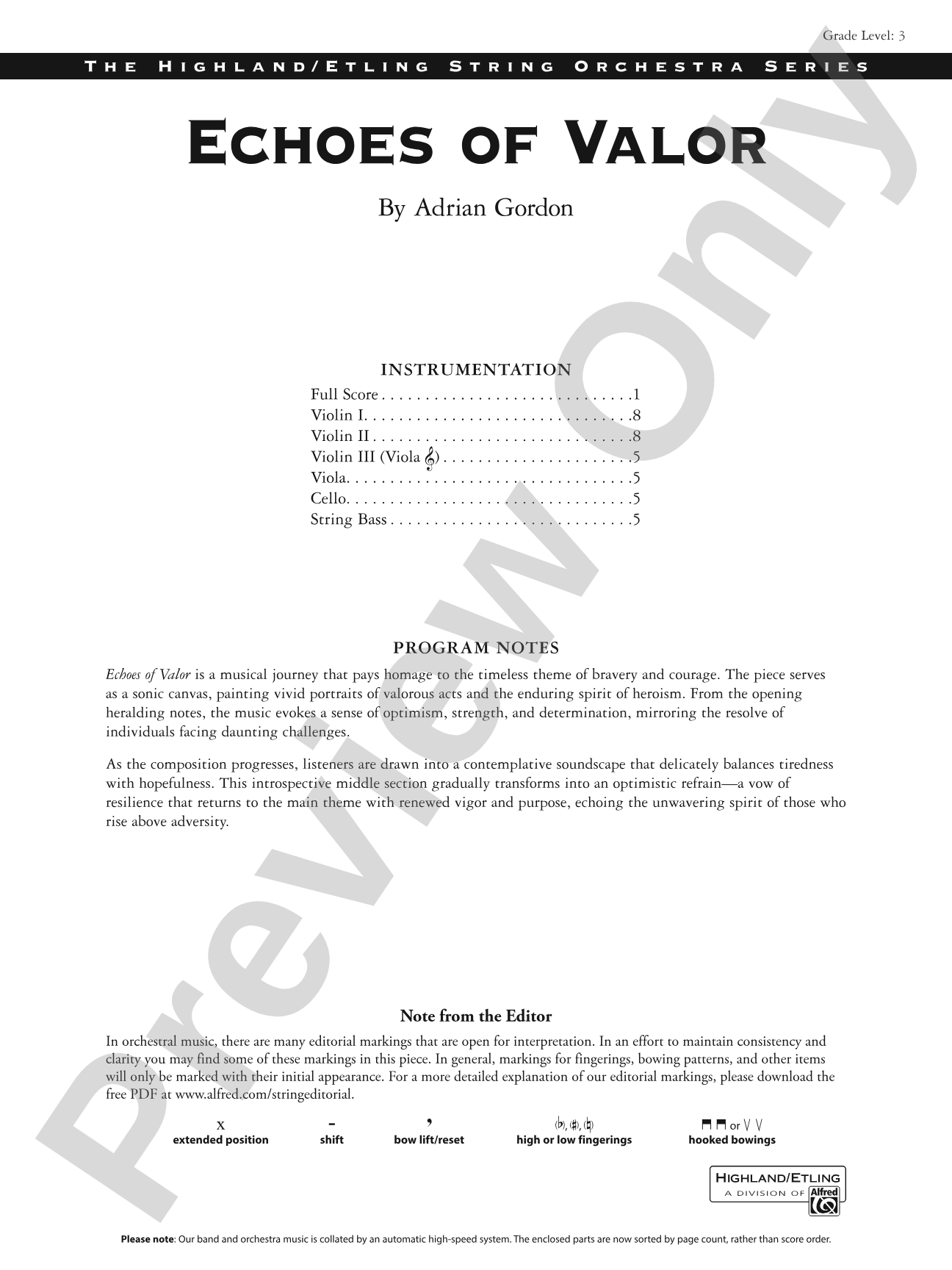 Echoes of Valor: String Orchestra Conductor Score & Parts