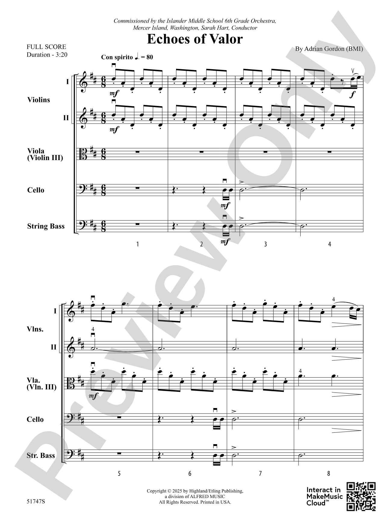Echoes of Valor: String Orchestra Conductor Score & Parts