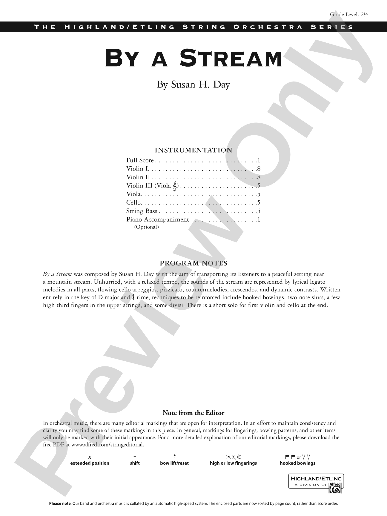 By a Stream: String Orchestra Conductor Score & Parts
