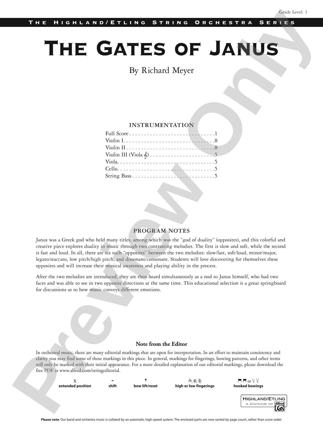 The Gates of Janus: String Orchestra Conductor Score & Parts