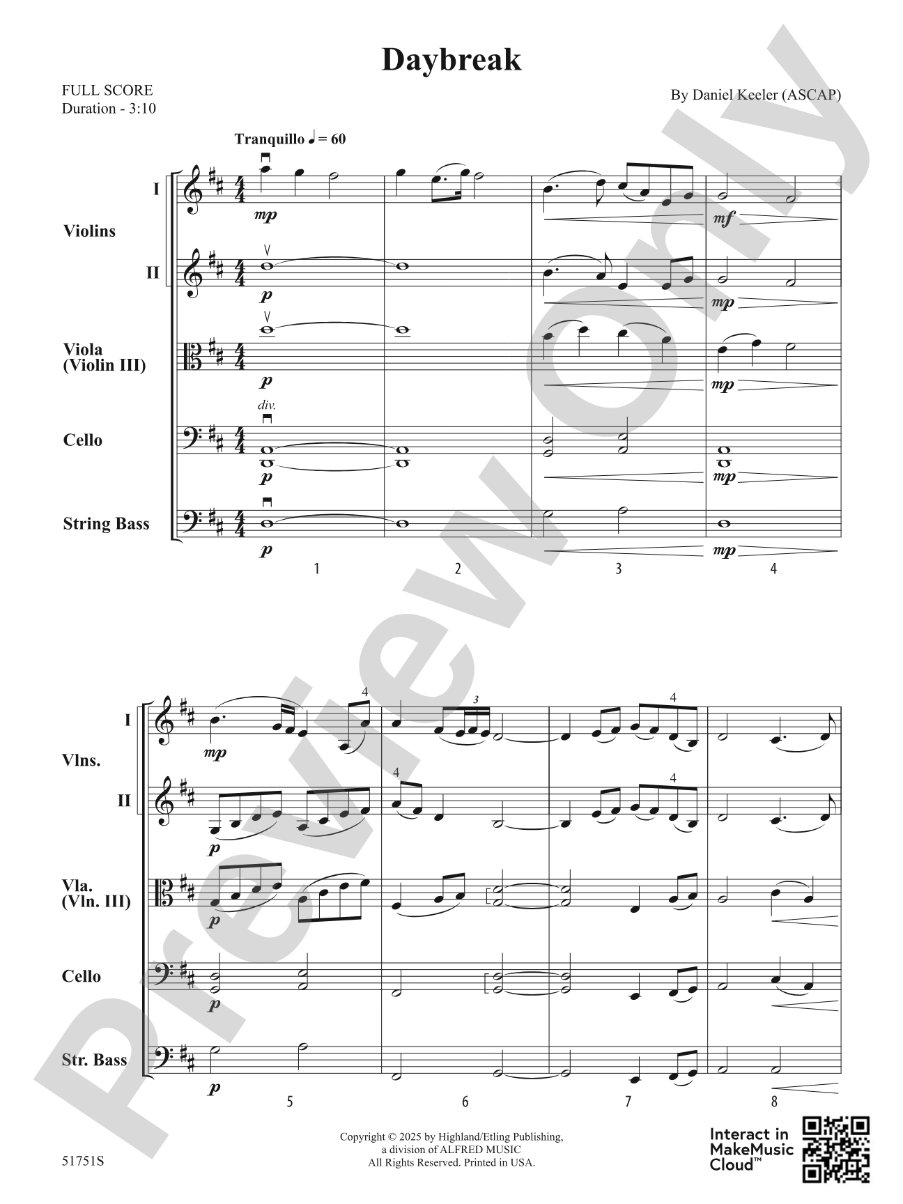 Daybreak: String Orchestra Conductor Score & Parts